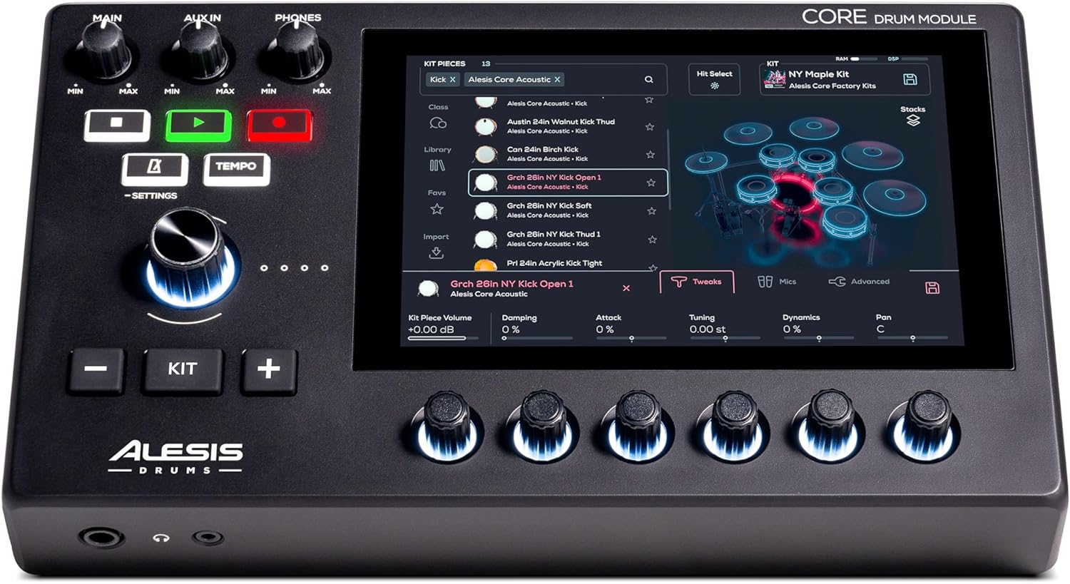 Batterie électronique Alison Strata Prime avec écran tactile et tête à grille double zone