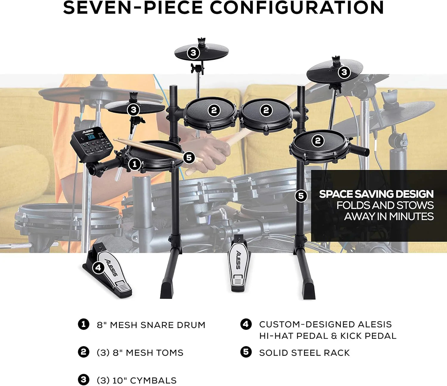 Kit de batterie électrique Alesis Turbo Mesh avec plus de 100 sons et pads en mesh