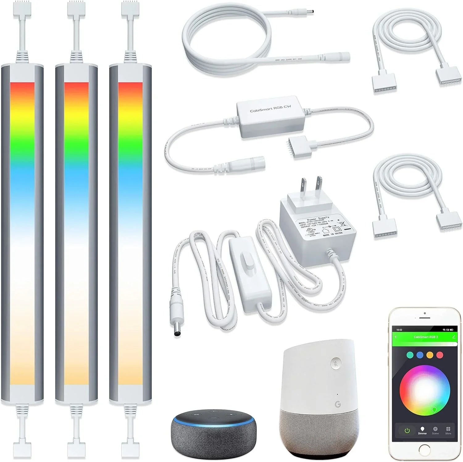 Bande lumineuse intelligente sous meuble, blanche et à intensité variable