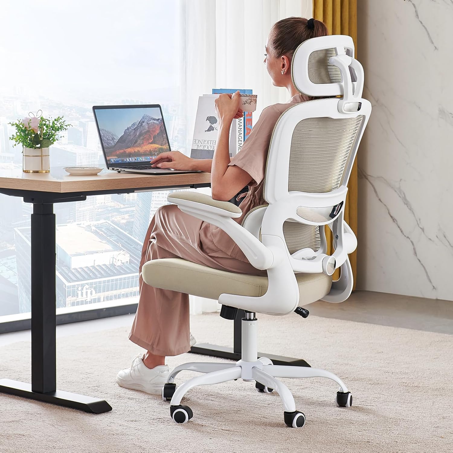 Chaise de bureau ergonomique TRALT, 150 kg, chaise de jeu à domicile avec roulettes