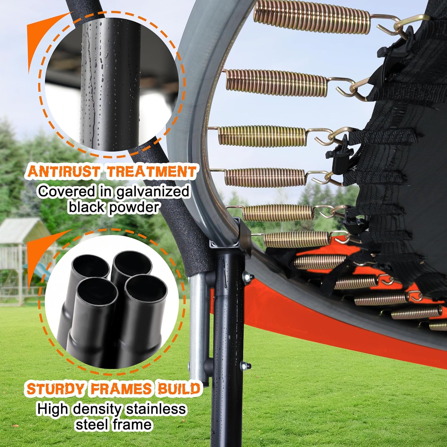 Trampoline Trampoline de loisirs avec filet de clôture et échelle, trampoline d'extérieur antirouille pour enfants et adultes