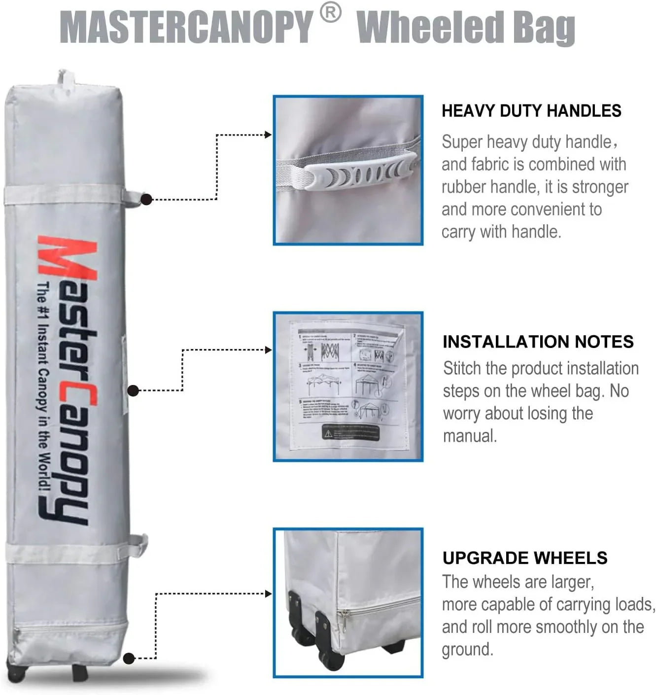 Tente pop-up robuste avec sac à roulettes (10 x 10, noir)