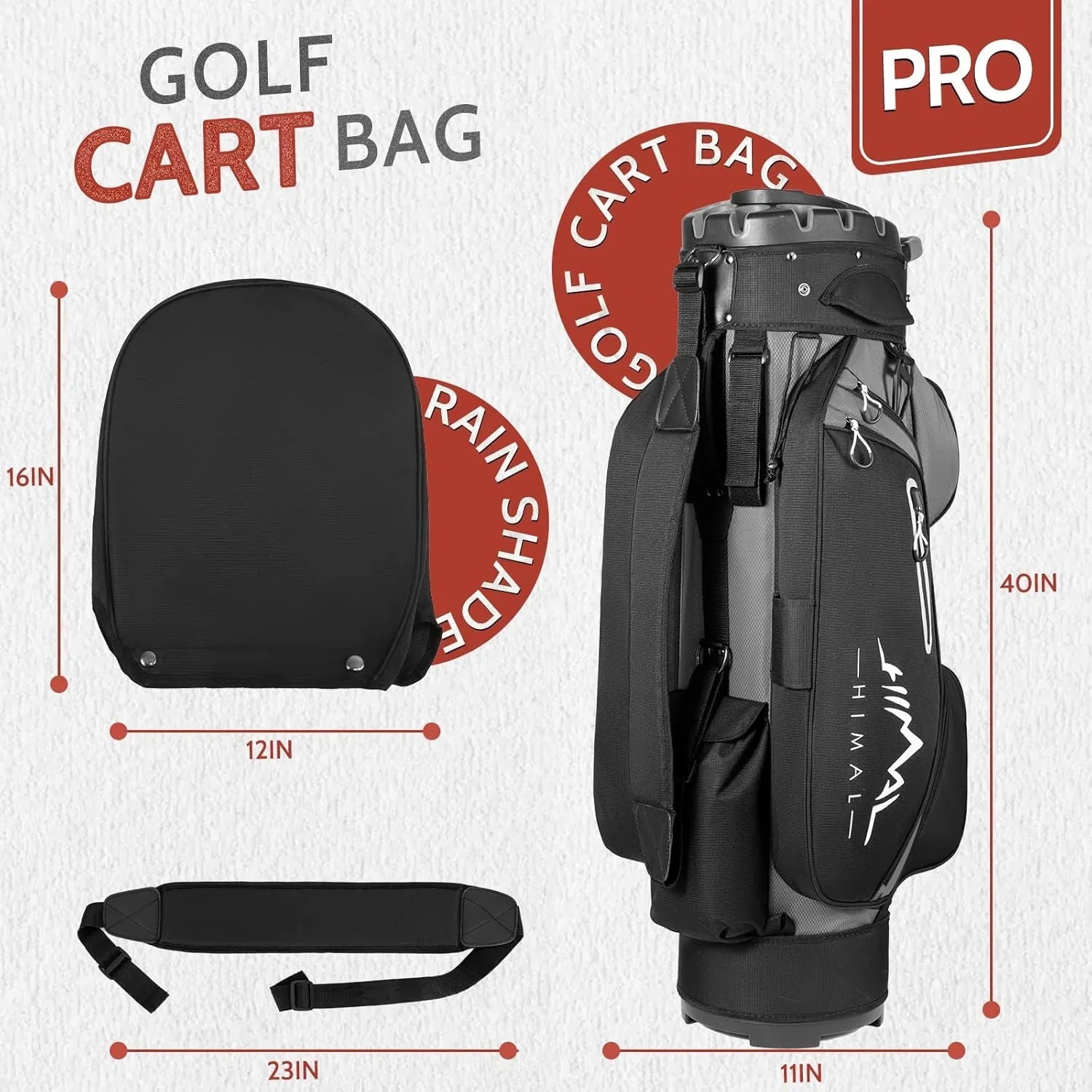 Sac de golf chariot Pro 14 compartiments avec compartiments sur toute la longueur, sac de golf pour homme