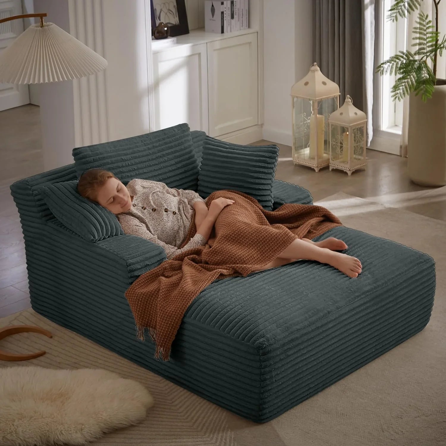 Fauteuil inclinable d'intérieur de 50 pouces, canapé-lit surdimensionné en velours côtelé, fauteuil de lecture à couchage profond, canapé nuage, canapé de salon