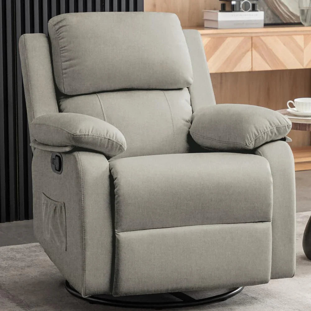 Fauteuil à bascule inclinable pivotant à 360 degrés en tissu coulissant