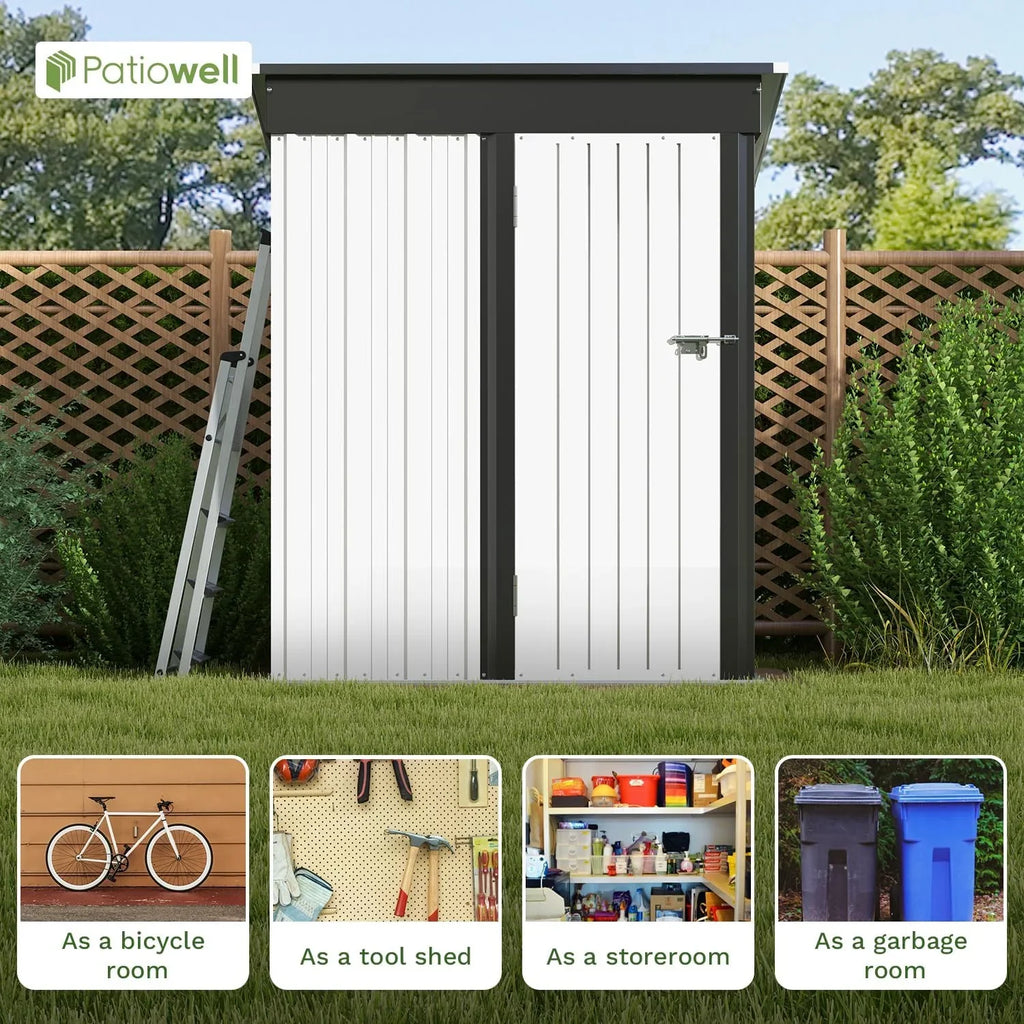 Patiowell Abri de rangement extérieur 5 x 3 pi, abri à outils avec toit en pente et porte verrouillable