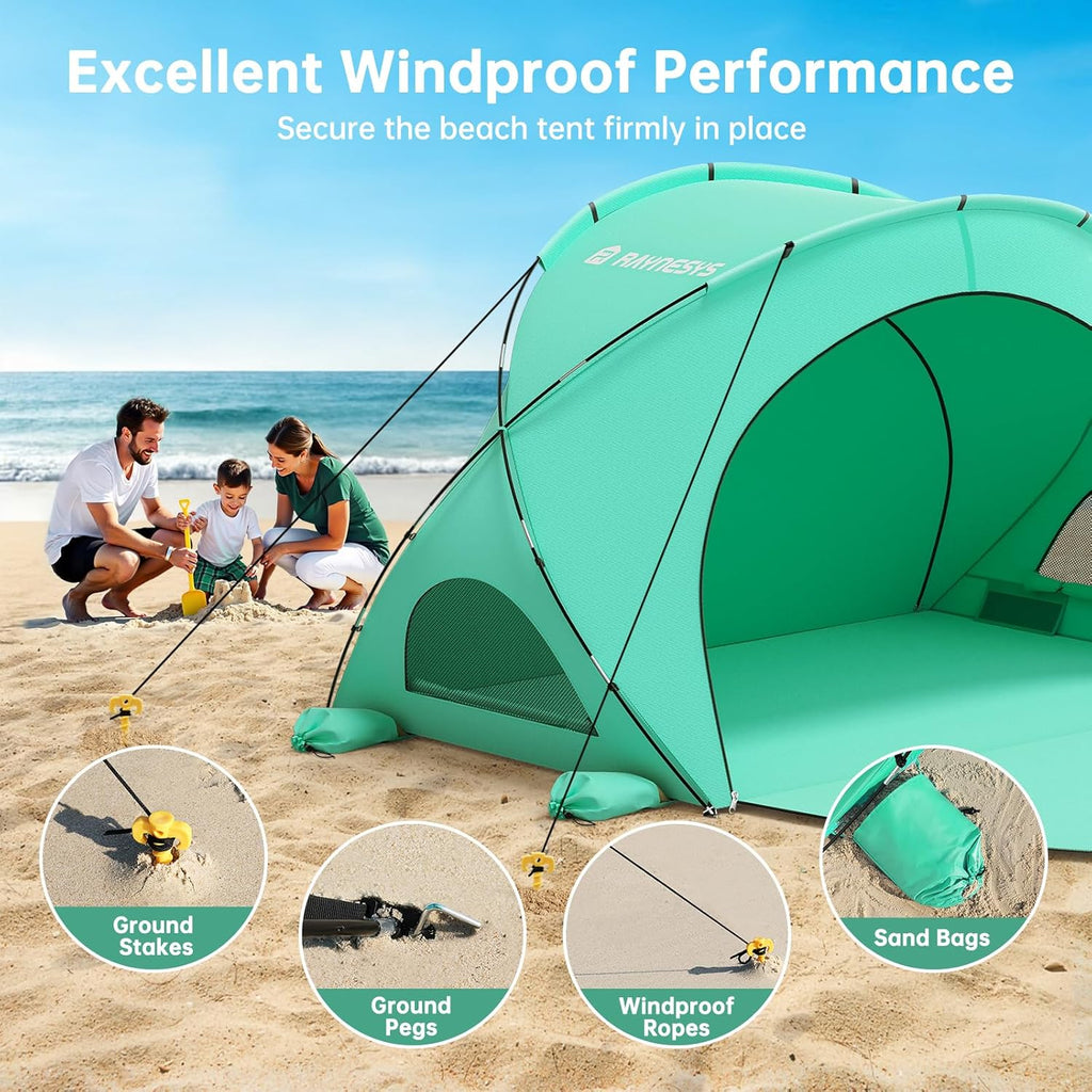Parasol de plage, tente pare-soleil de plage avec protection UV UPF50+