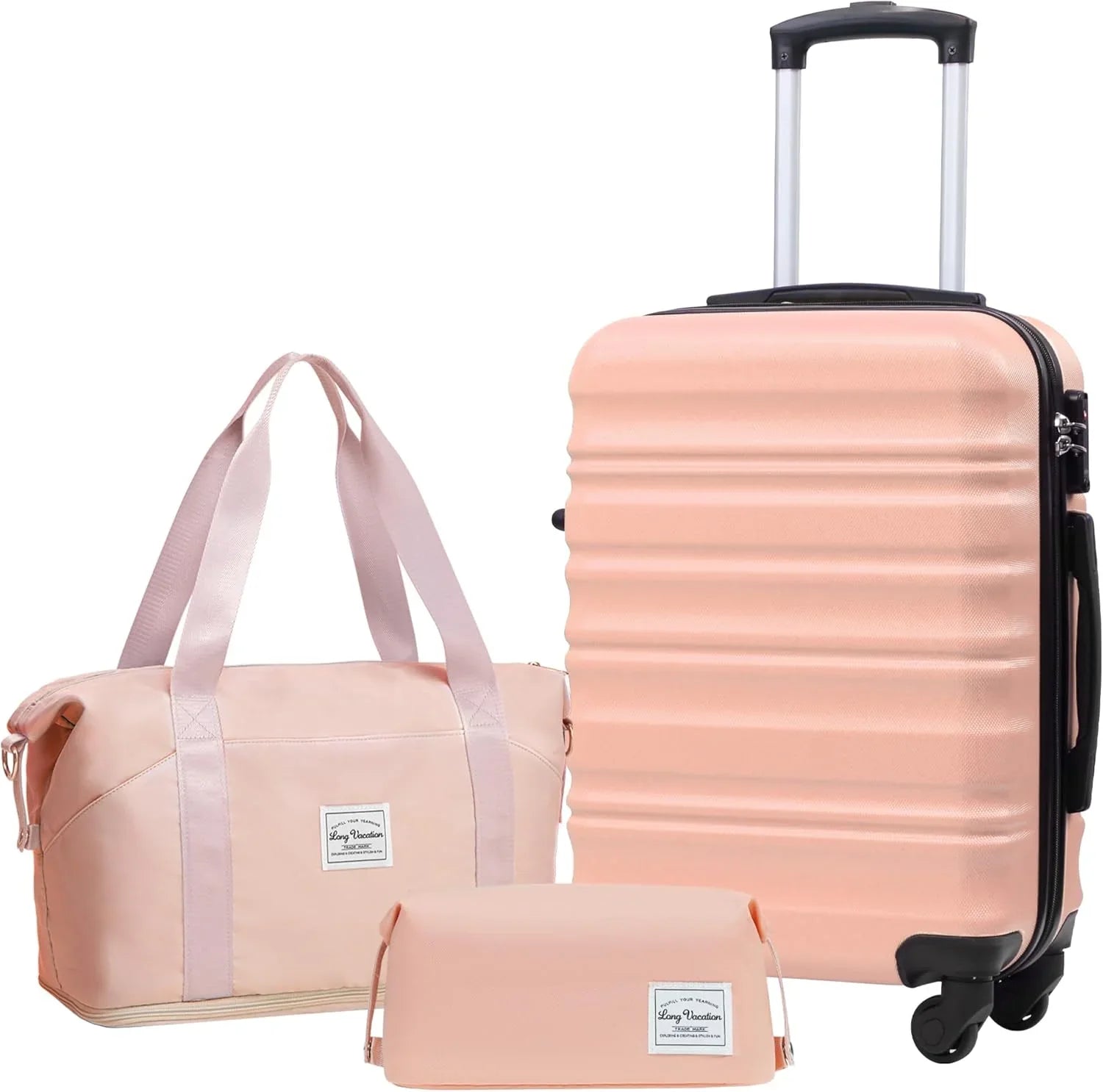 Ensemble de bagages LONG VACANCES 6 pièces : valise cabine rigide en ABS et PC, roulettes pivotantes et fermeture éclair YKK, cadenas TSA