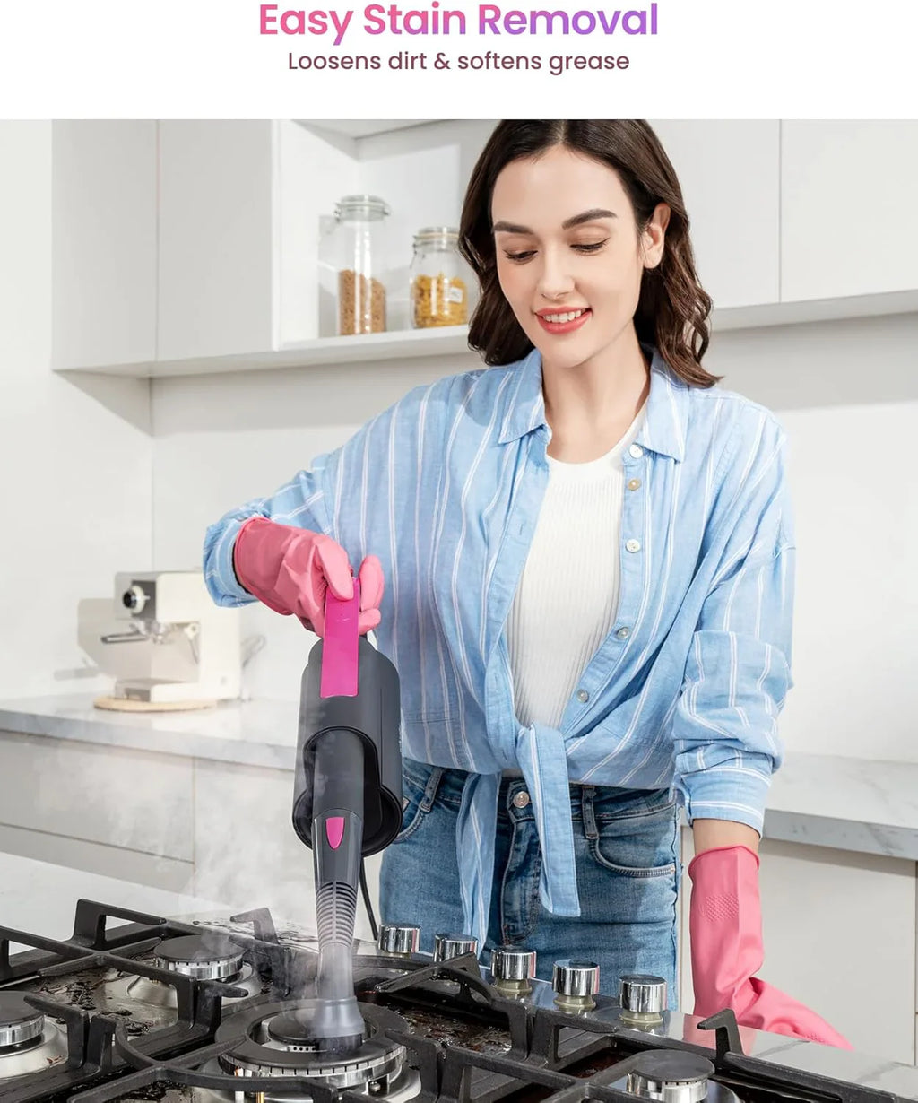 Balai vapeur 7 en 1, conception à double pôle avec nettoyeur vapeur portatif amovible, adapté aux murs, au coulis, aux sols durs et au carrelage