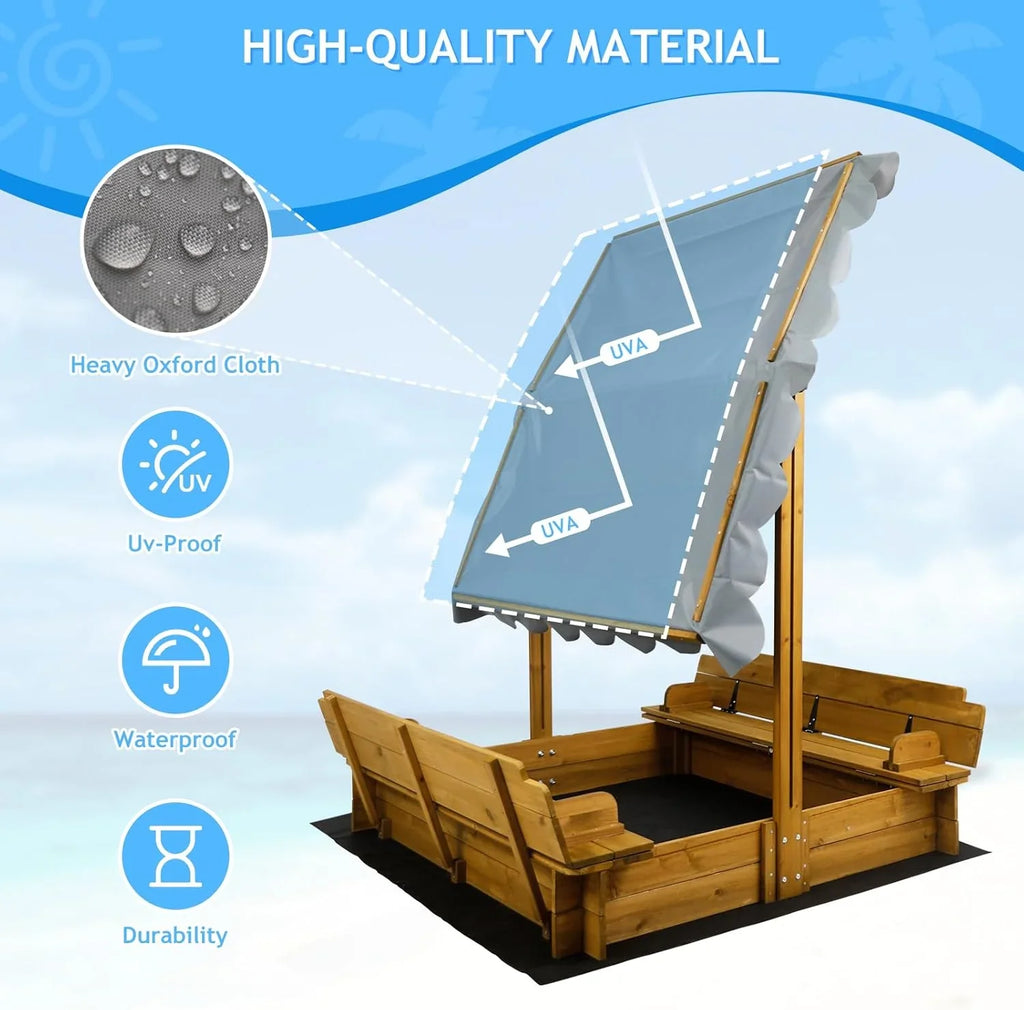 Bac à sable pour enfants avec couvercle, bac à sable extérieur en bois avec couvercle, protection UV