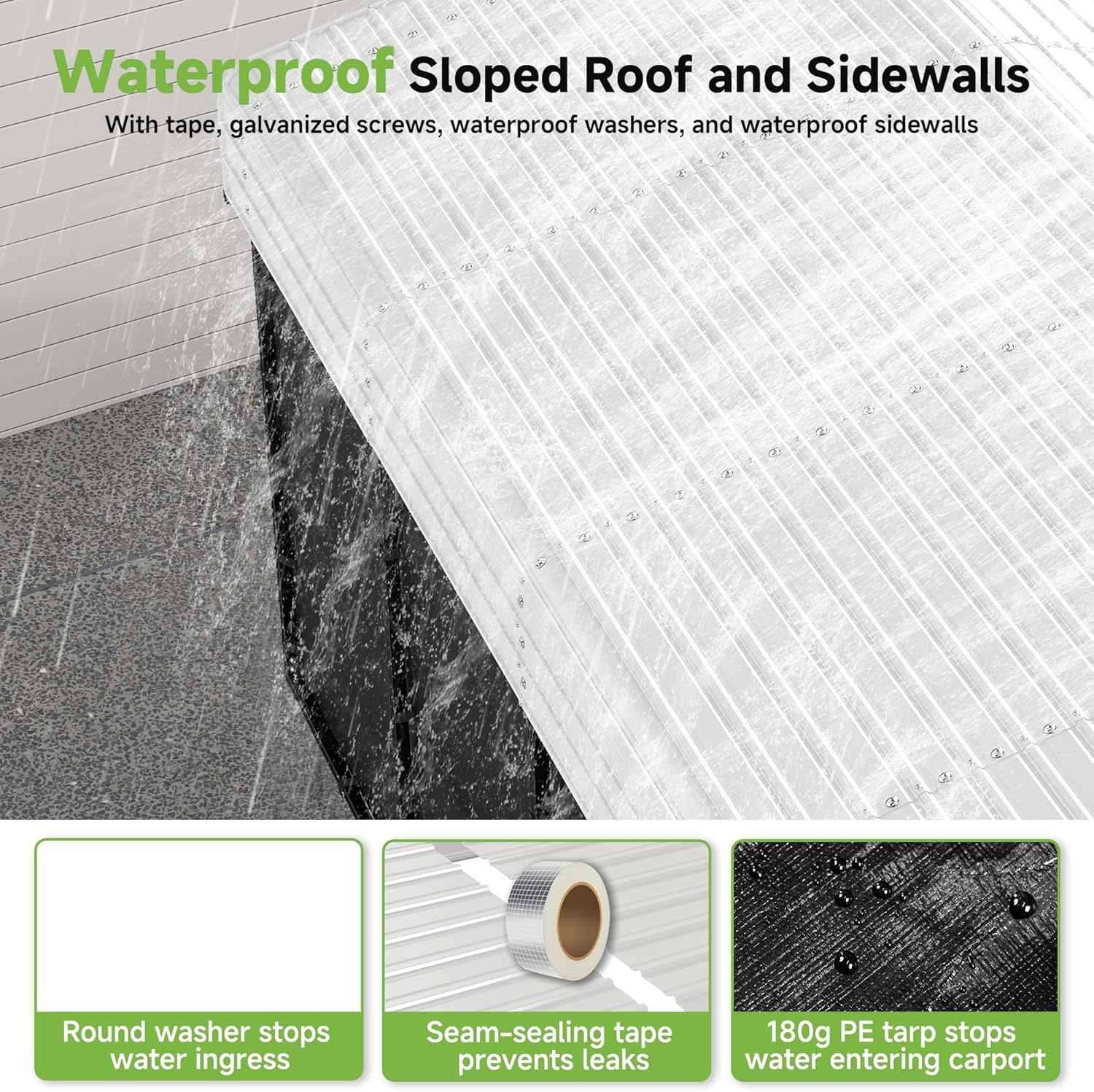 Abri d'auto en métal robuste de 10'x15', abri de garage extérieur avec cadre plus lourd