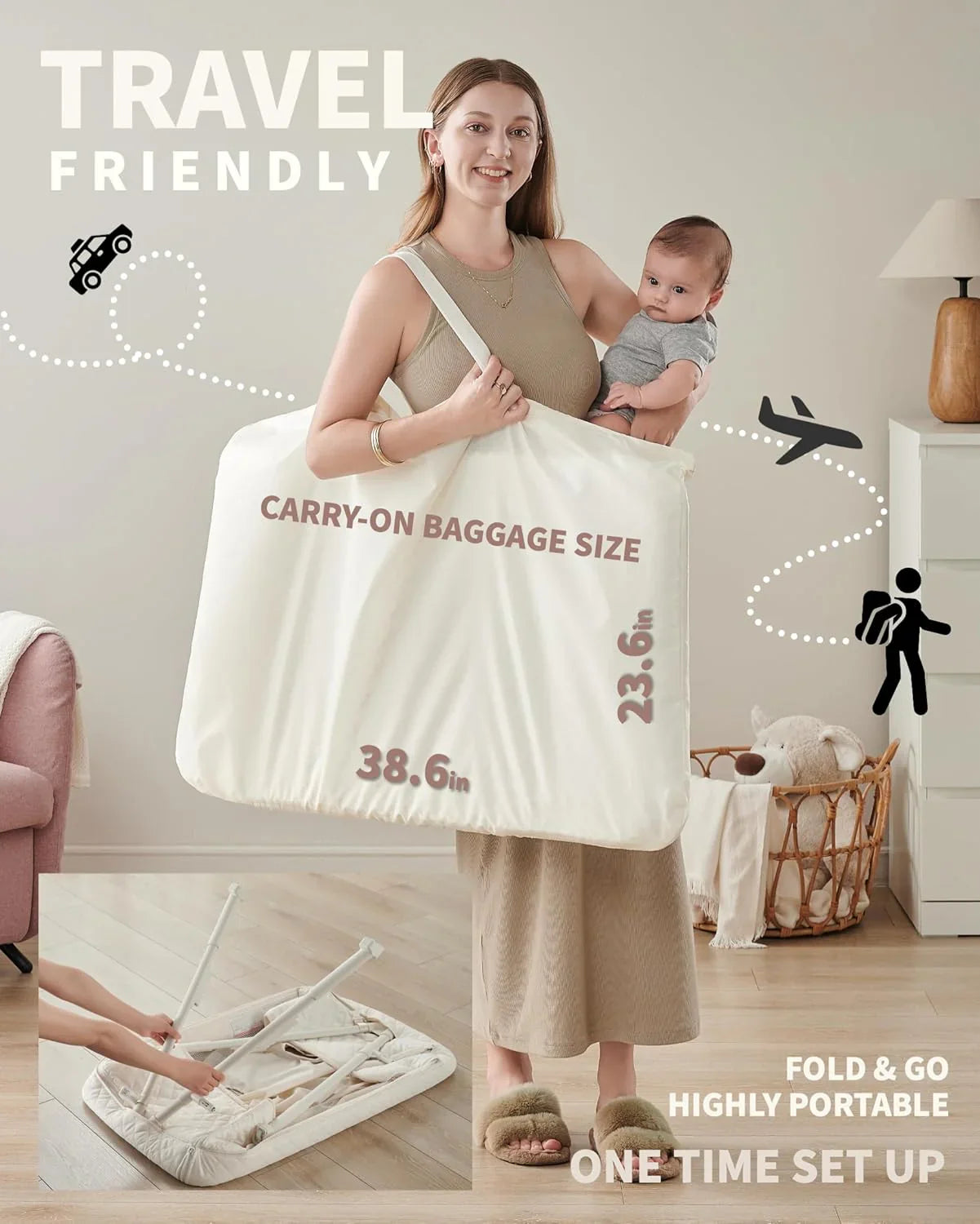 Berceau de chevet pour nouveau-né, berceau de chevet avec 4 positions de verrouillage automatique et hauteur réglable, maille respirante et matelas