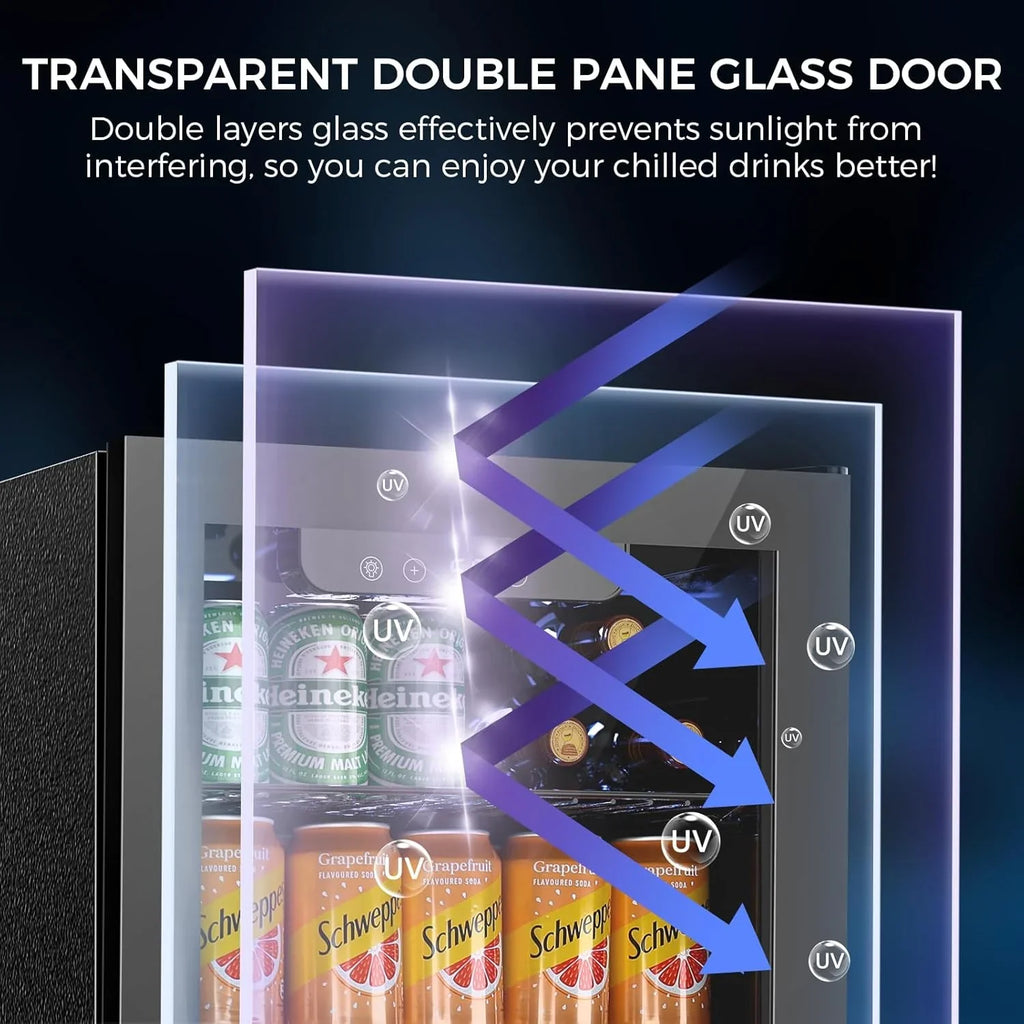 Mini-réfrigérateur 130 canettes, 3,2 pi³, pour boissons, sodas, vin, bière, température réglable pour le bureau et la maison.