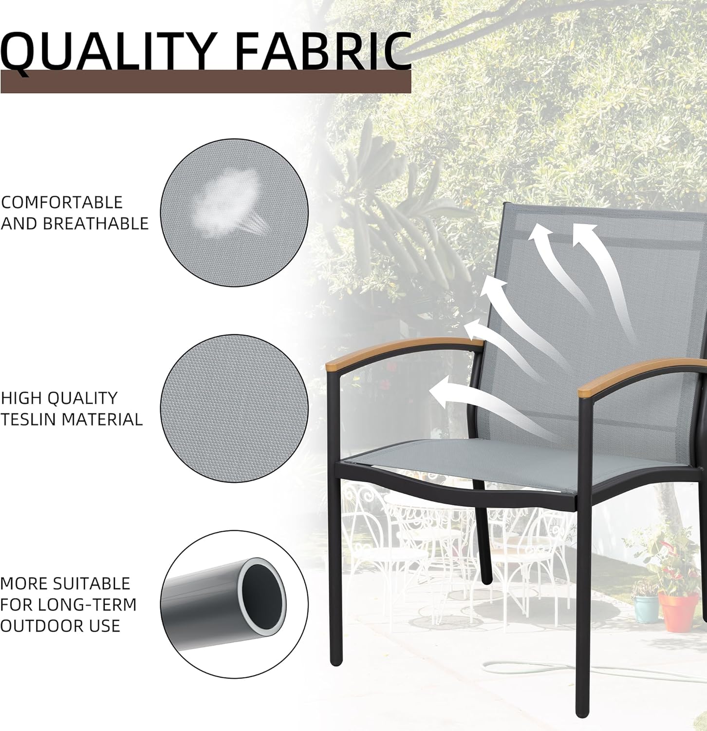 Ensemble bistro de patio 3 pièces Shintenchi Ensemble bistro de réception en tissu