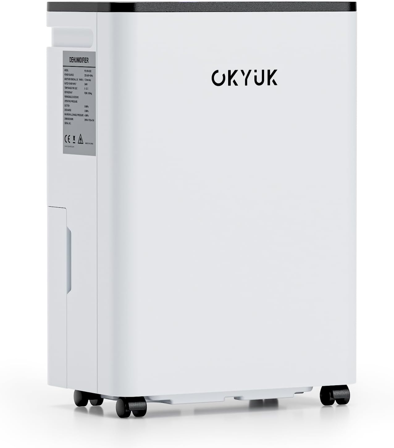 Déshumidificateur électrique 12 L avec affichage numérique de l'humidité, déshumidificateur pour maison de 40 m² avec arrêt automatique, idéal pour salles de bains, chambres, appartements et sous-sols