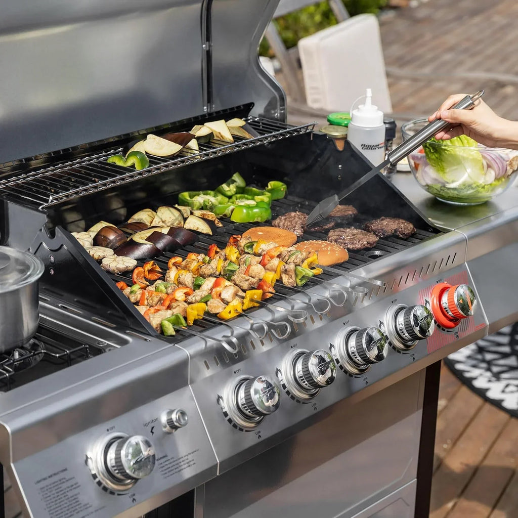 Barbecue au gaz propane Royal Gourmet GA5401T à 5 brûleurs avec gril et brûleurs latéraux, grille en acier inoxydable, surface de cuisson de 632 pouces carrés