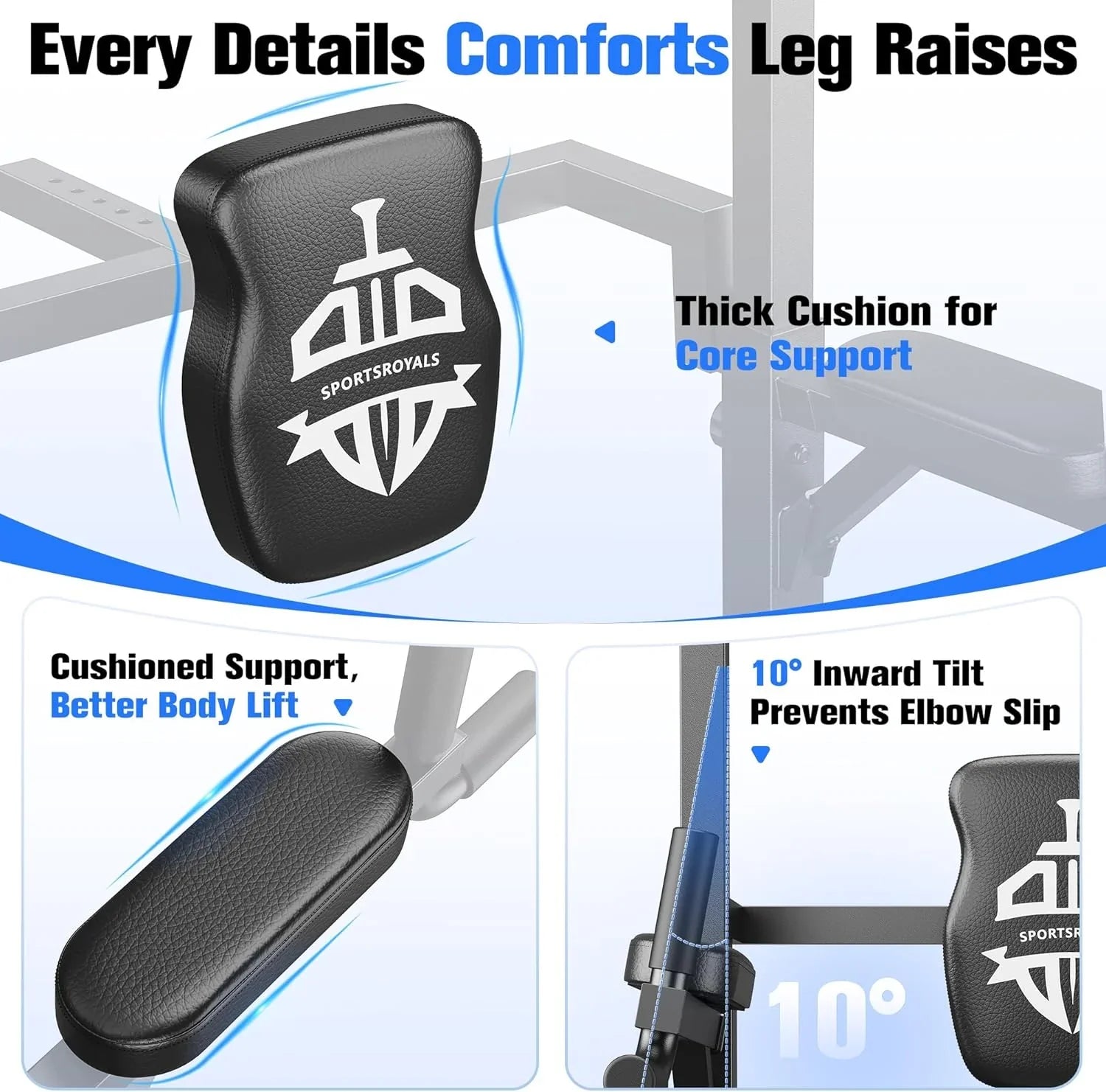 Station de traction Sportsroyals Power Tower, station d'inclinaison par immersion suspendue stable de 450 lb