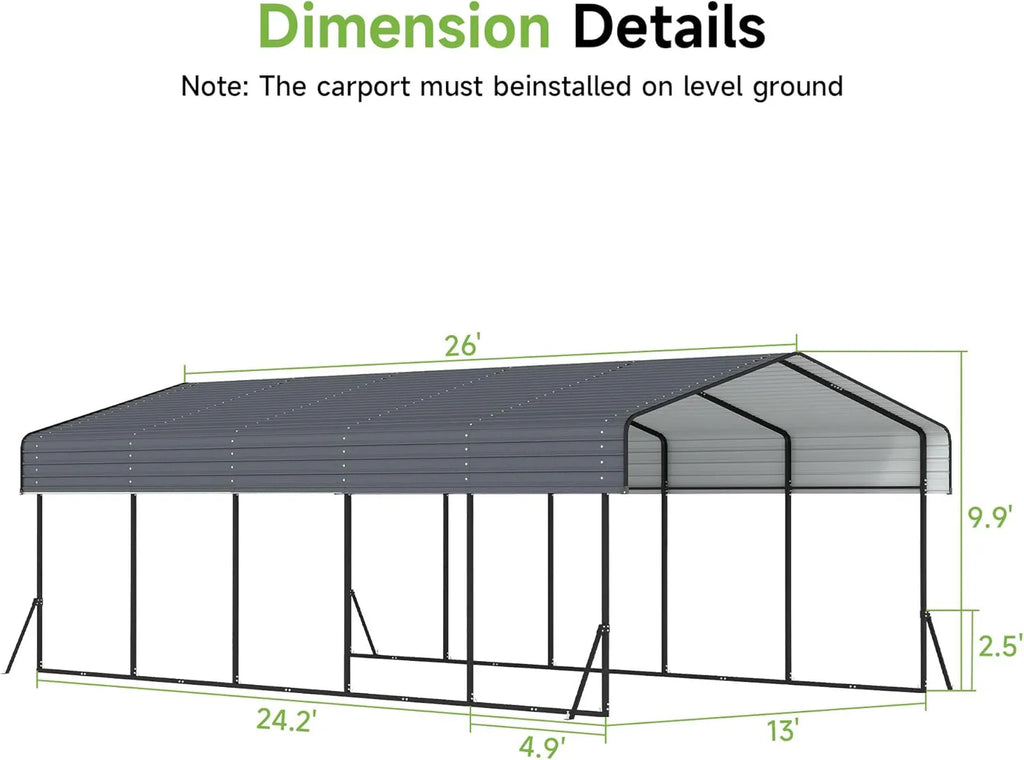 Abri d'auto en métal robuste de 10'x15', abri de garage extérieur avec cadre plus lourd