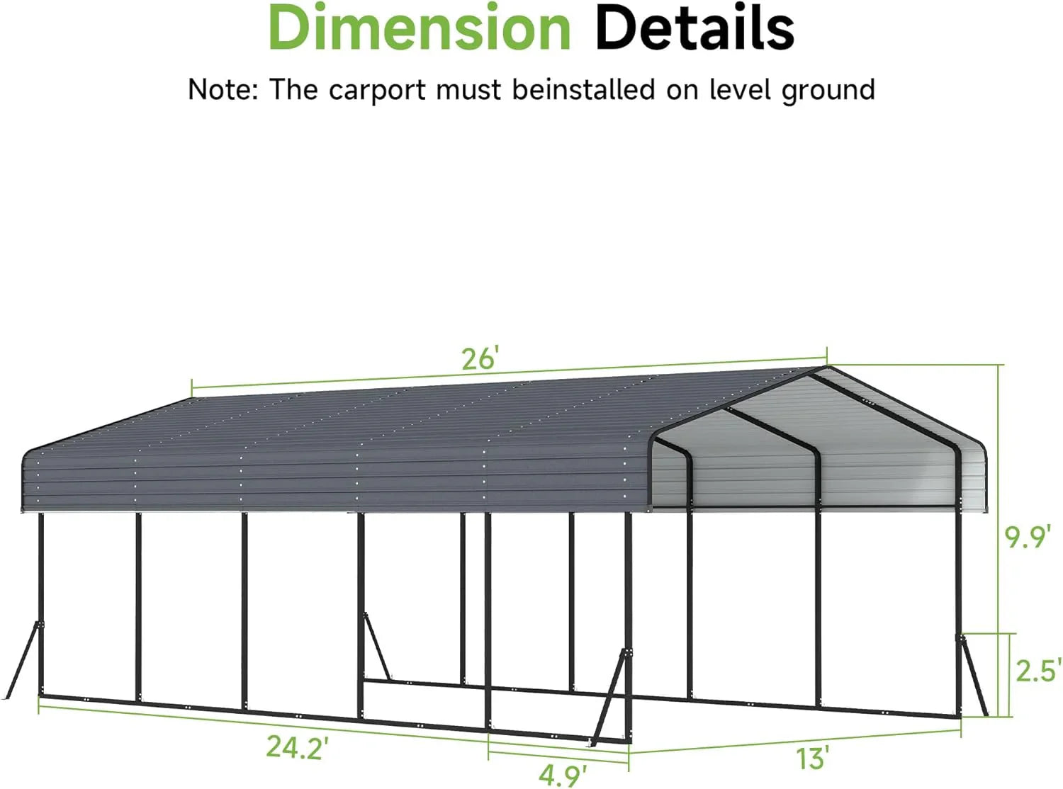 Abri d'auto en métal robuste de 10'x15', abri de garage extérieur avec cadre plus lourd