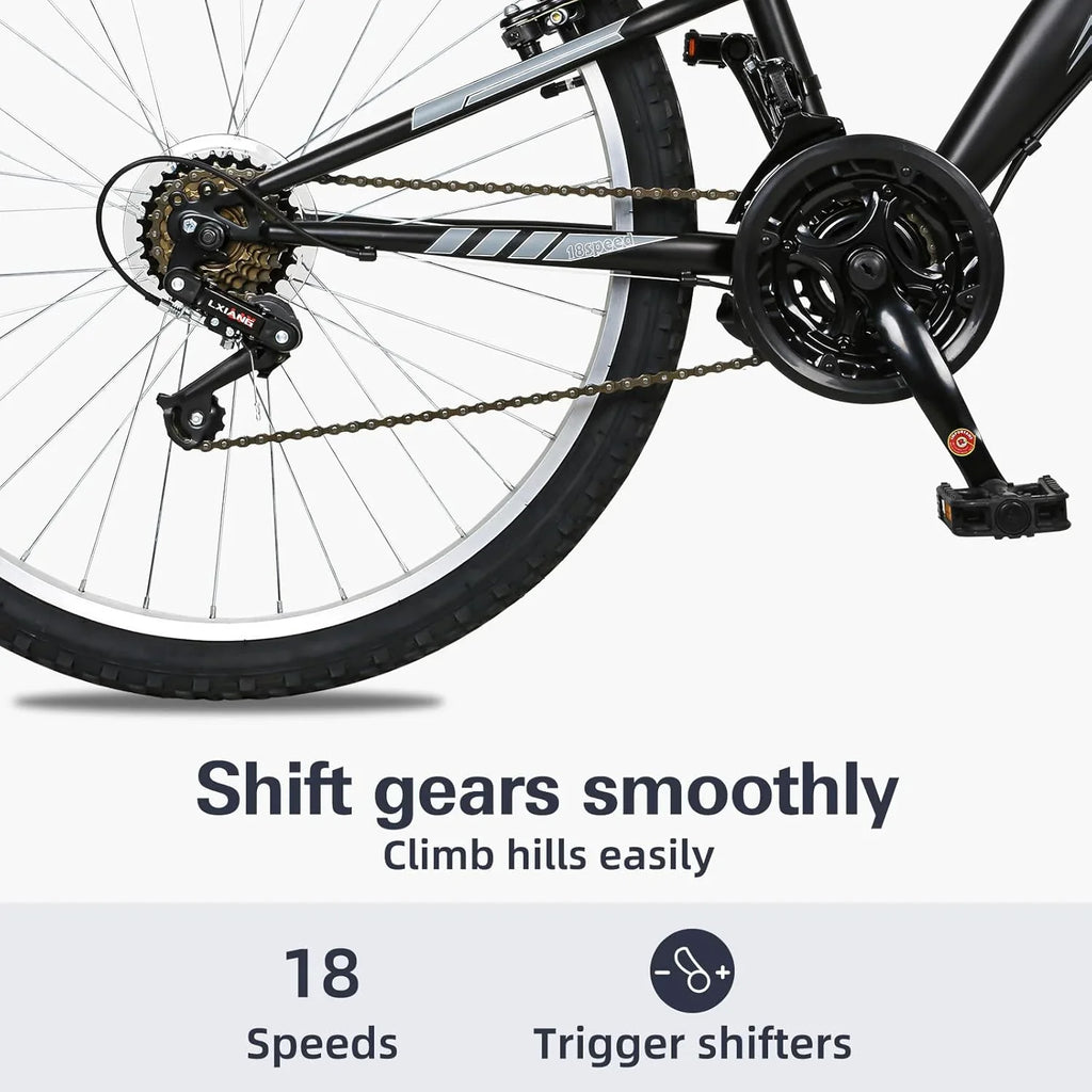 Vélo de montagne WEIZE, vélo hybride d'extérieur 26-27,5 pouces, 18 vitesses/acier à haute teneur en carbone/double suspension complète