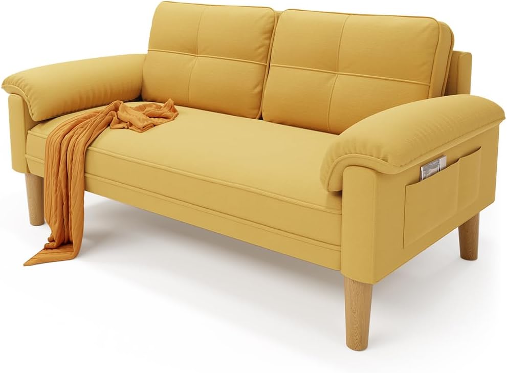 Canapé 2 places Xbro - petit canapé 2 places avec accoudoirs et poches latérales, canapé moderne