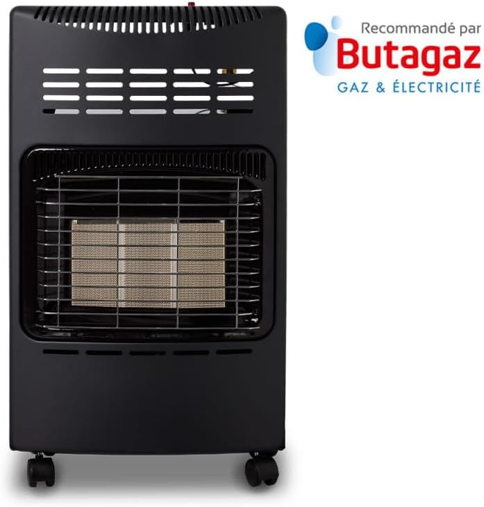 Favex 8630047 Gasbrander 4200 - Gebruiksklaar, inclusief slang en regelaar - Binnenbrander met infraroodkeramiek - 3 verwarmingsvermogens, geschikt voor ruimtes tot 40 m², staal, zwart 