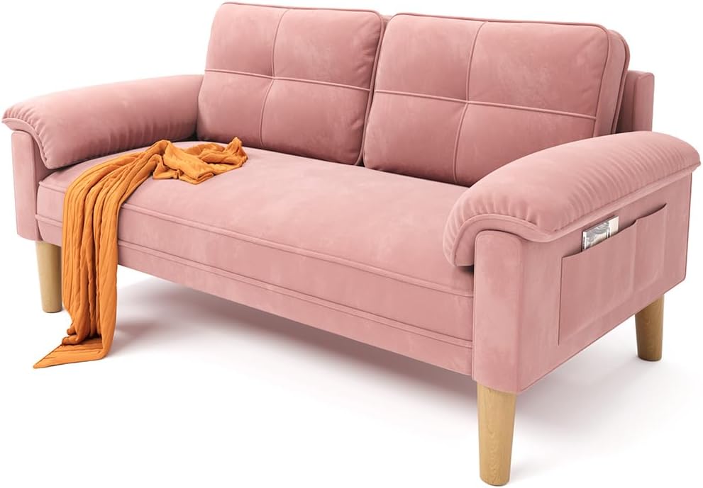 Canapé 2 places Xbro - petit canapé 2 places avec accoudoirs et poches latérales, canapé moderne