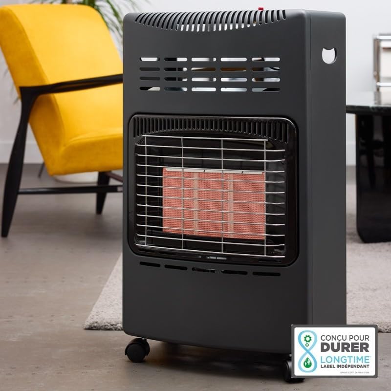 Favex 8630047 Gasbrander 4200 - Gebruiksklaar, inclusief slang en regelaar - Binnenbrander met infraroodkeramiek - 3 verwarmingsvermogens, geschikt voor ruimtes tot 40 m², staal, zwart 