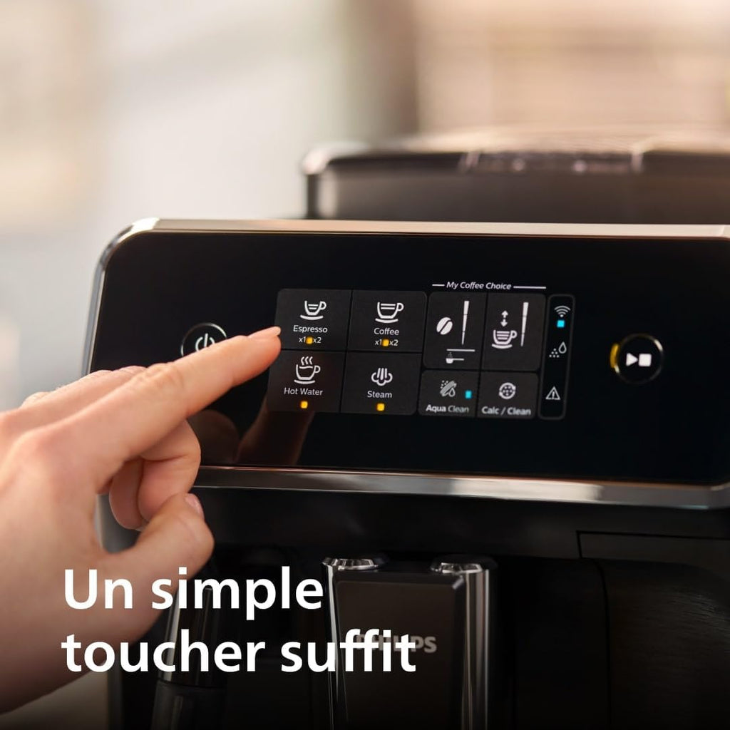 Philips Série 2200 Machine Expresso Automatique - 2 Boissons, Mousseur à Lait Classique, Écran Tactile, Broyeur Céramique, Aroma Seal, Noir Mat (EP2220/10)