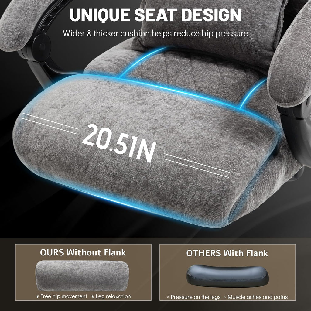 Chaise de bureau de massage avec repose-pieds, grande et haute chaise de bureau en cuir 500 lb