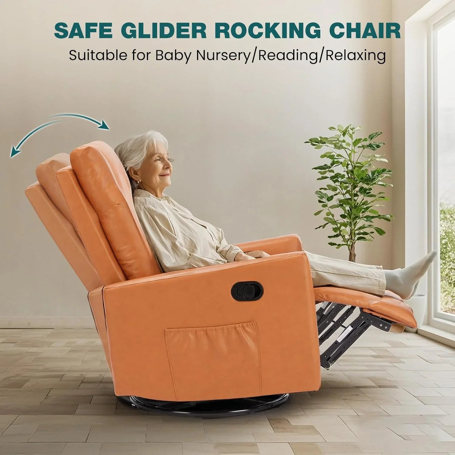 Fauteuil à bascule pivotant à dossier haut avec repose-pieds, fauteuil bébé rembourré avec siège profond et confortable