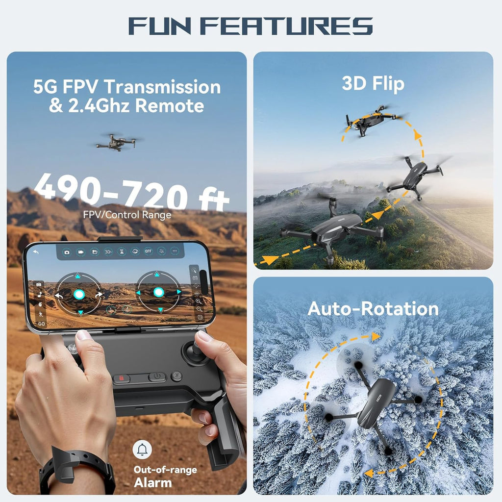 Drone à moteur sans balais pour adulte avec caméra, vidéo FPV longue portée 4K UHD