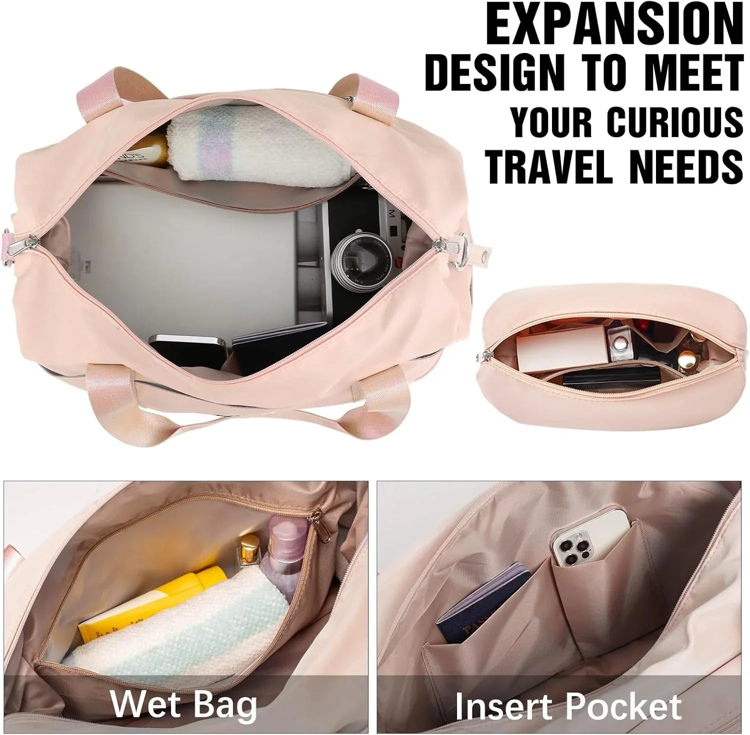 Ensemble de bagages LONG VACANCES 6 pièces : valise cabine rigide en ABS et PC, roulettes pivotantes et fermeture éclair YKK, cadenas TSA