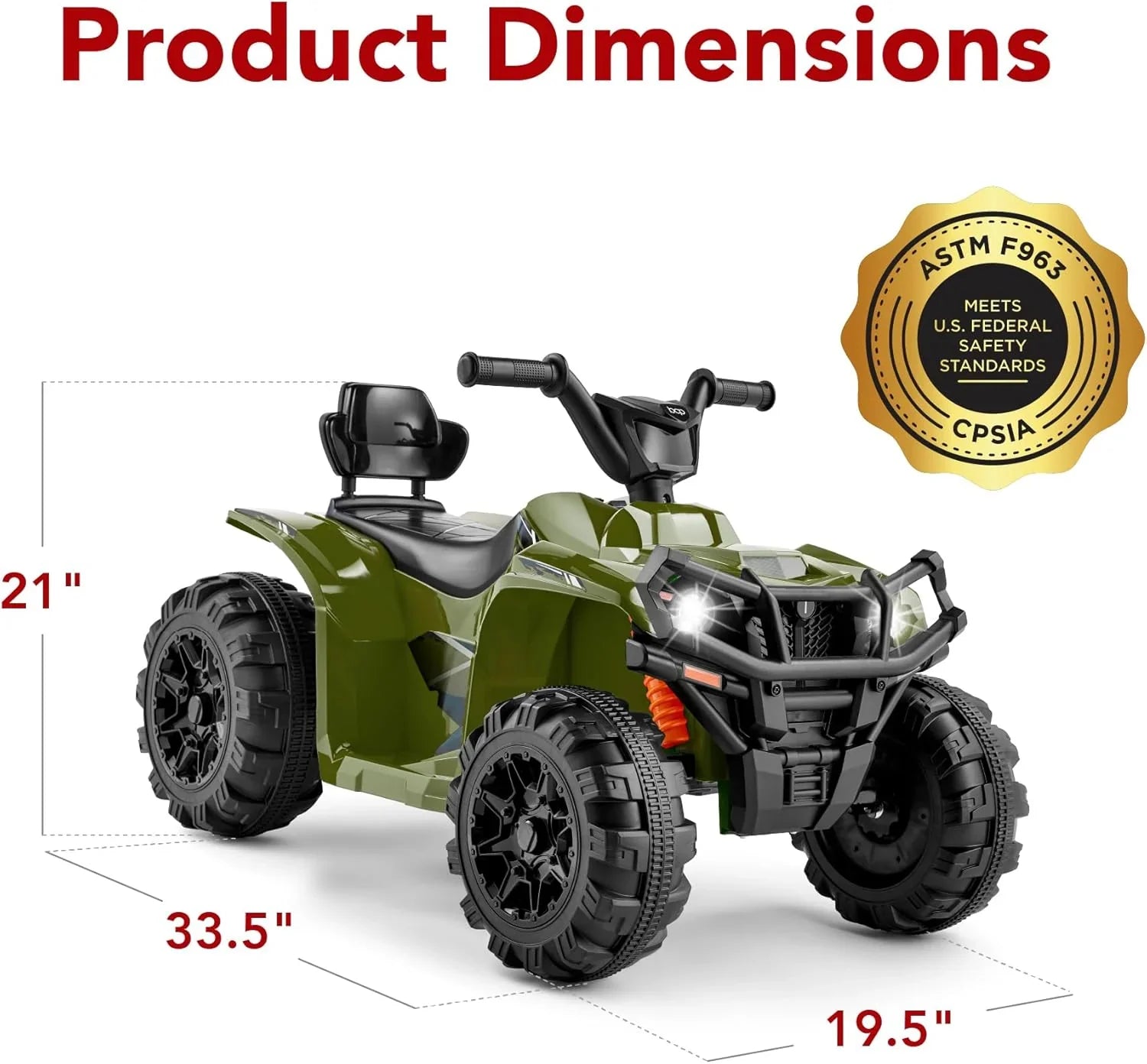 Véhicule tout-terrain électrique 12 V pour enfants, quad à 4 roues avec audio Bluetooth, vitesse maximale de 2,4 mph, pneus à crampons, phares à LED et radio.