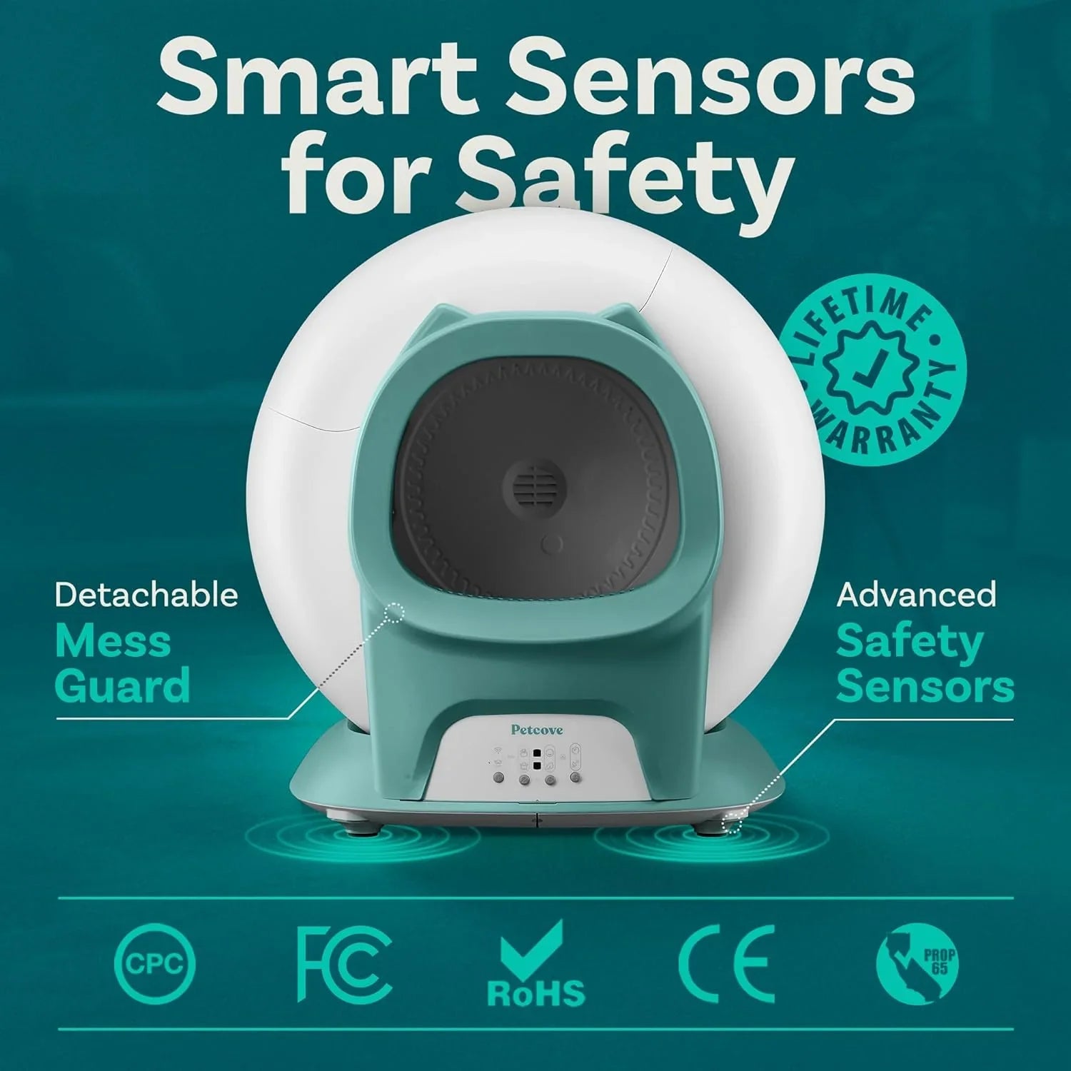 Bac à litière automatique pour chat autonettoyant avec capteur de sécurité, adapté à plusieurs chats