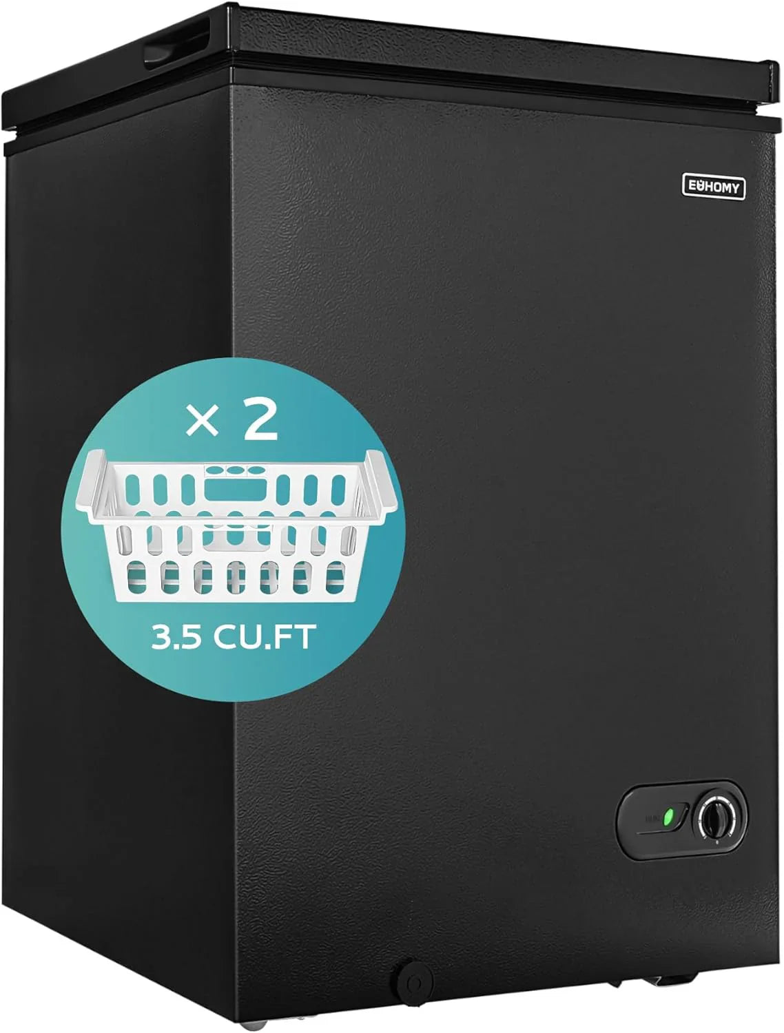 EUHOMY 3.5 Cubic Foot Upright Freezer, Small Deep Freezer, Adjustable 7 Thermostats, Quiet Mini Freezer, Freestanding Top Door