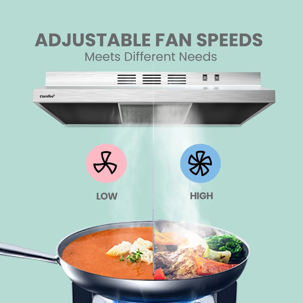 Filtre de cuisine réutilisable en acier inoxydable durable Comfee 30 po pour conduit/sans conduit sous armoire