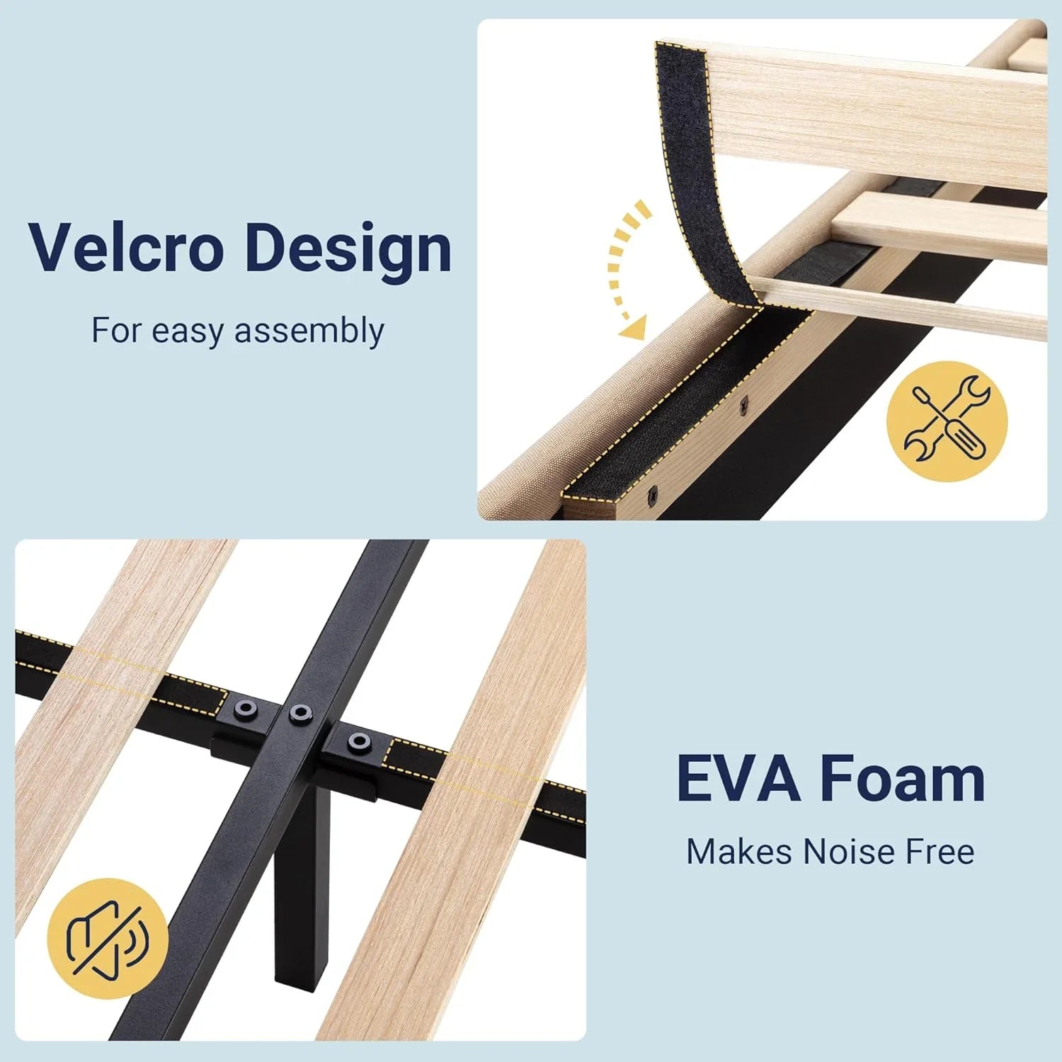 Cadre de lit plateforme Allewie King size avec tête de lit et planches rembourrées en velours