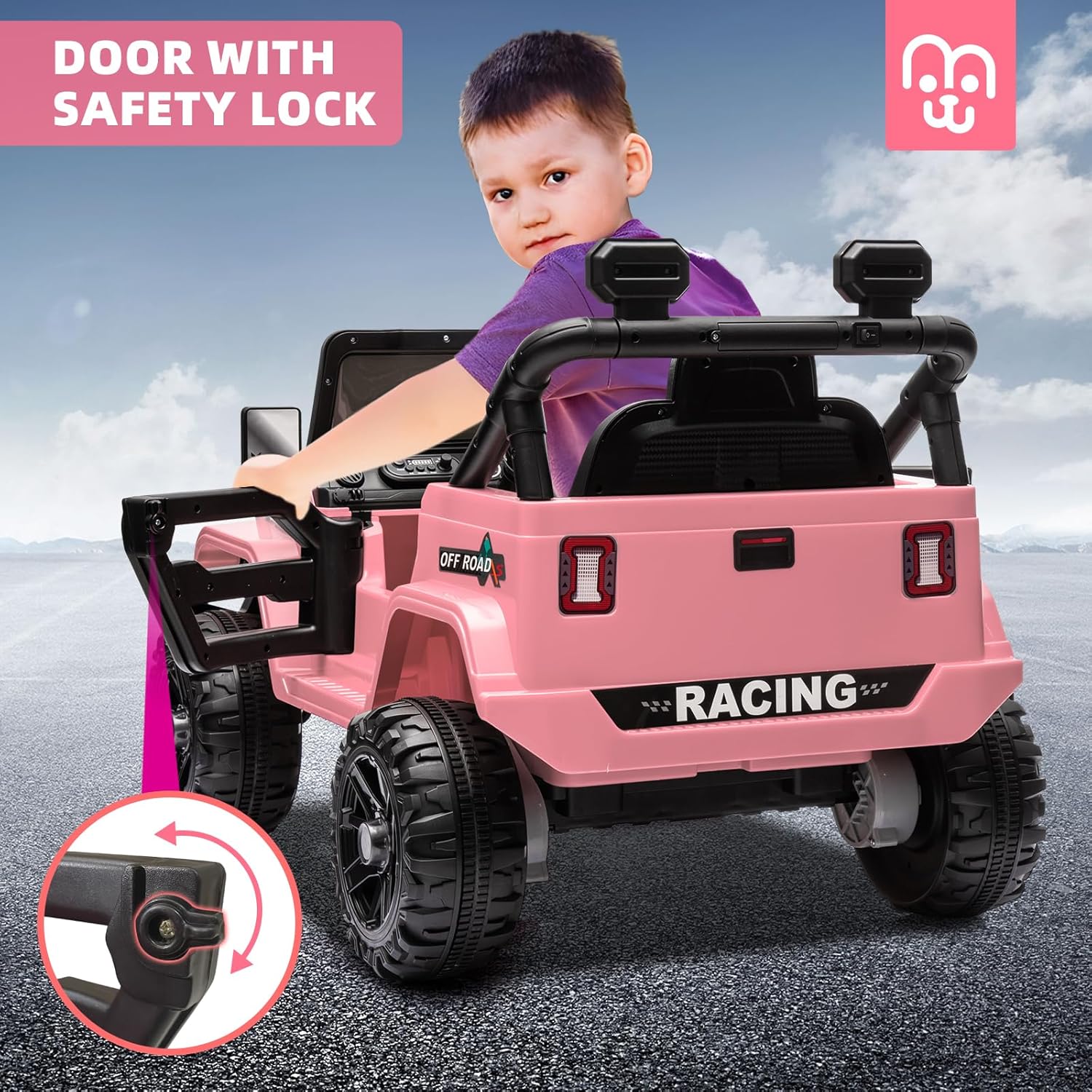 Voiture électrique 12 V pour enfants, camion télécommandé, deux moteurs 35 W