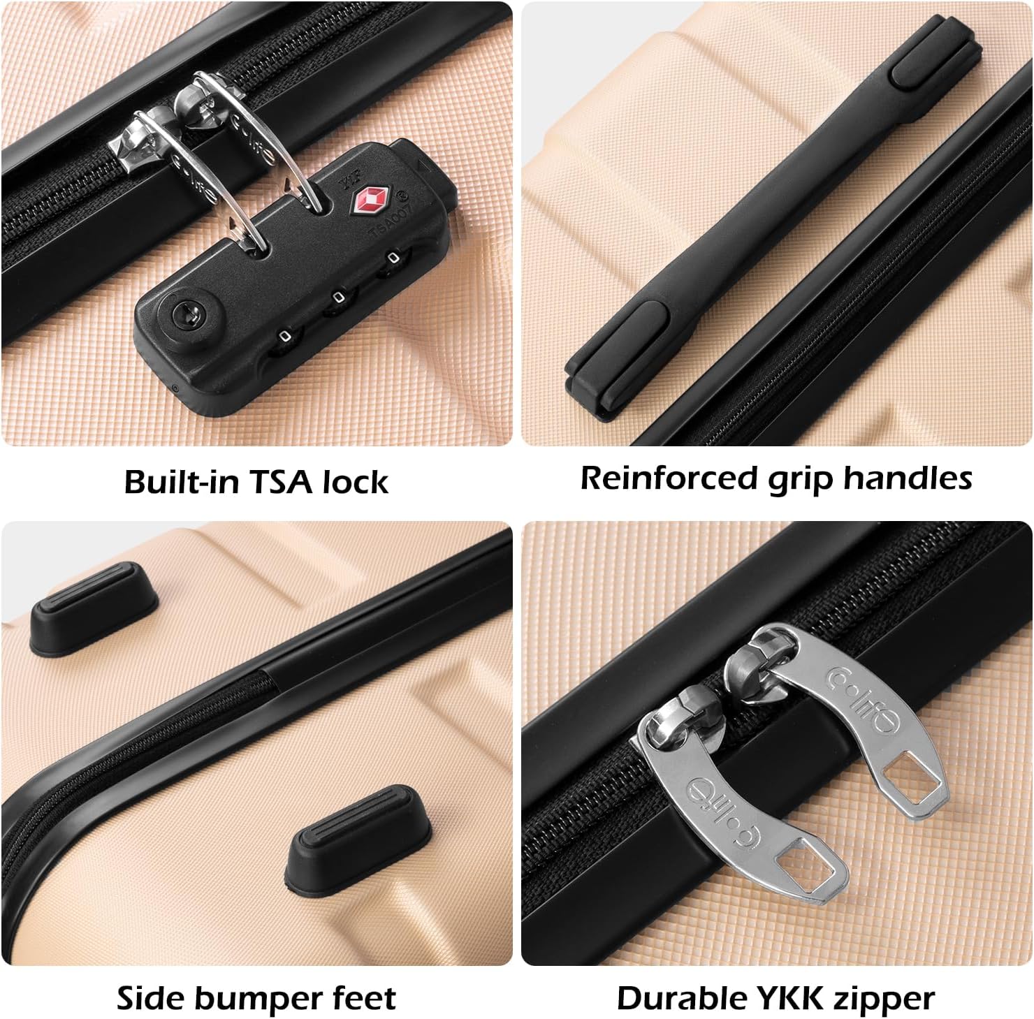 Ensemble de 3 valises rigides à roulettes légères avec serrure TSA