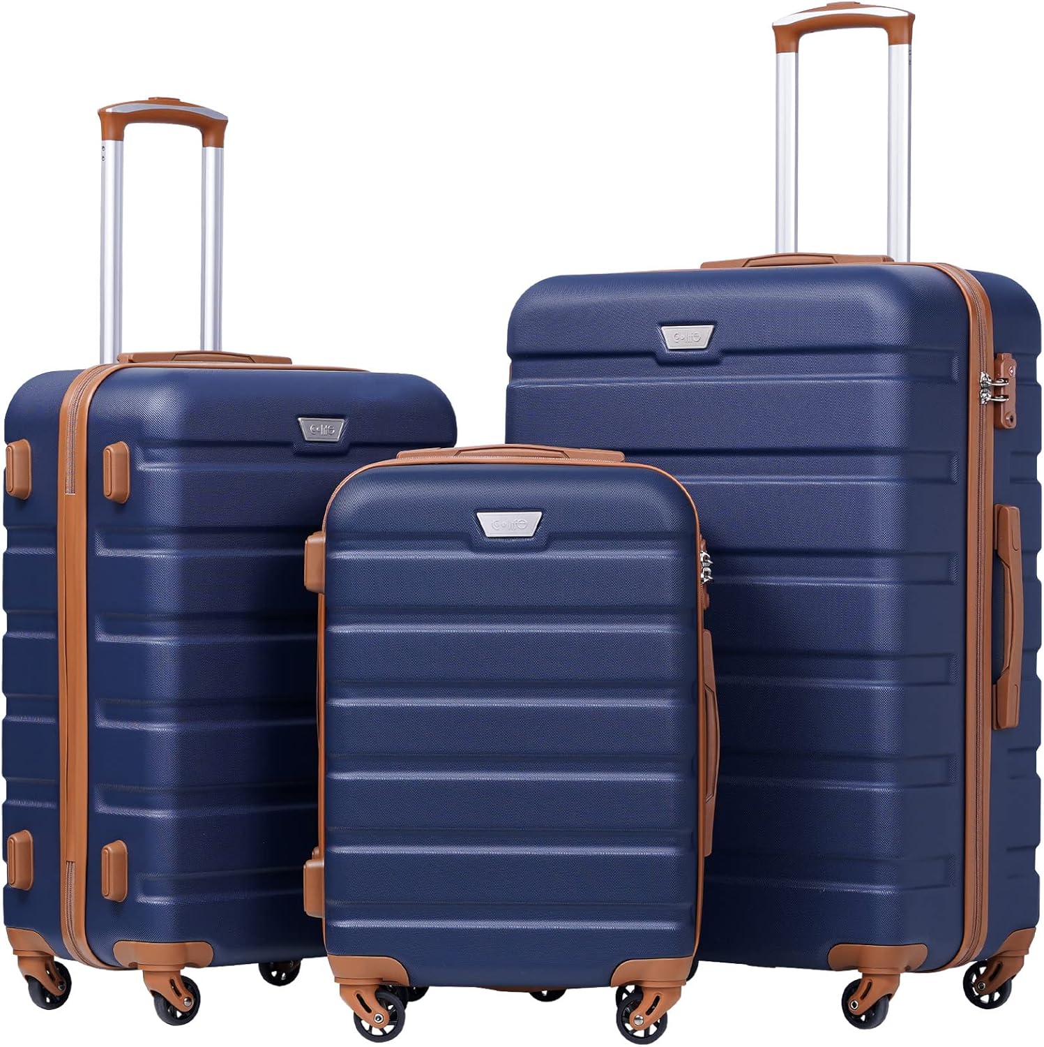 Ensemble de 3 valises Coolife, valises à roulettes rigides et légères avec serrure TSA