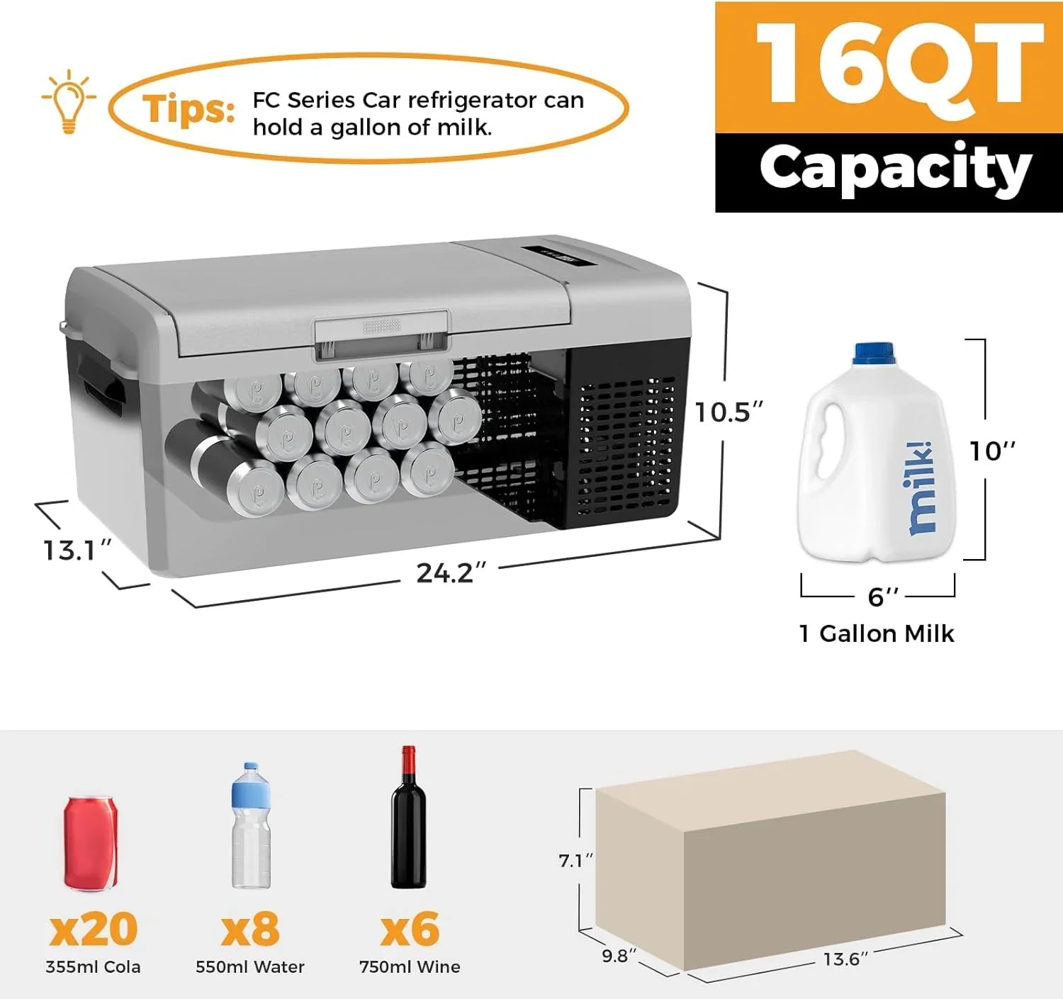 Réfrigérateur portable 12 V 21 litres, autonomie de 50 heures, glacière électrique pour voiture