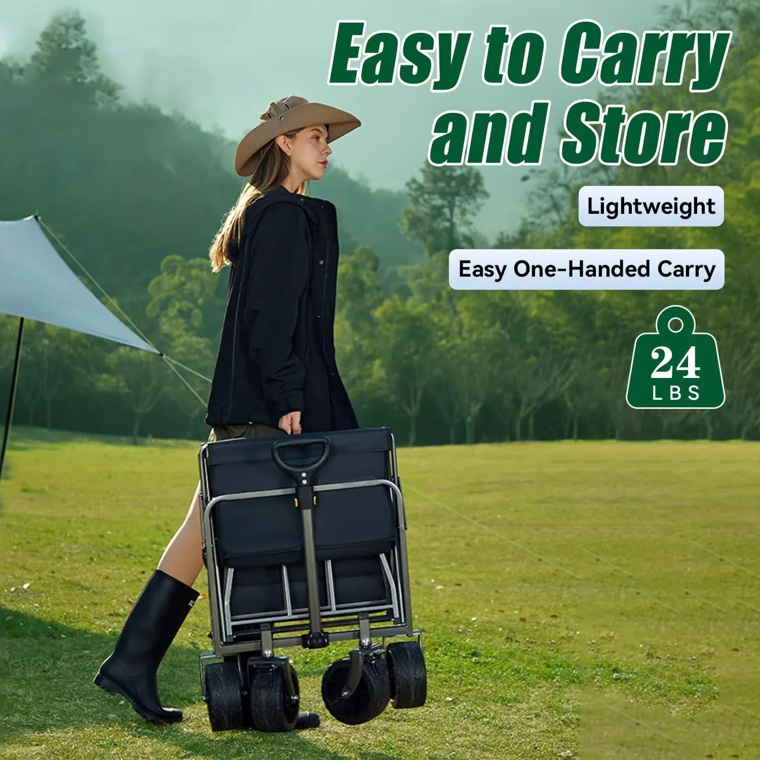 Chariot pliable à 4 roues, pliable, 37 pouces de long, capacité de 480 lb, chariot de plage robuste, chariot de courses avec roues