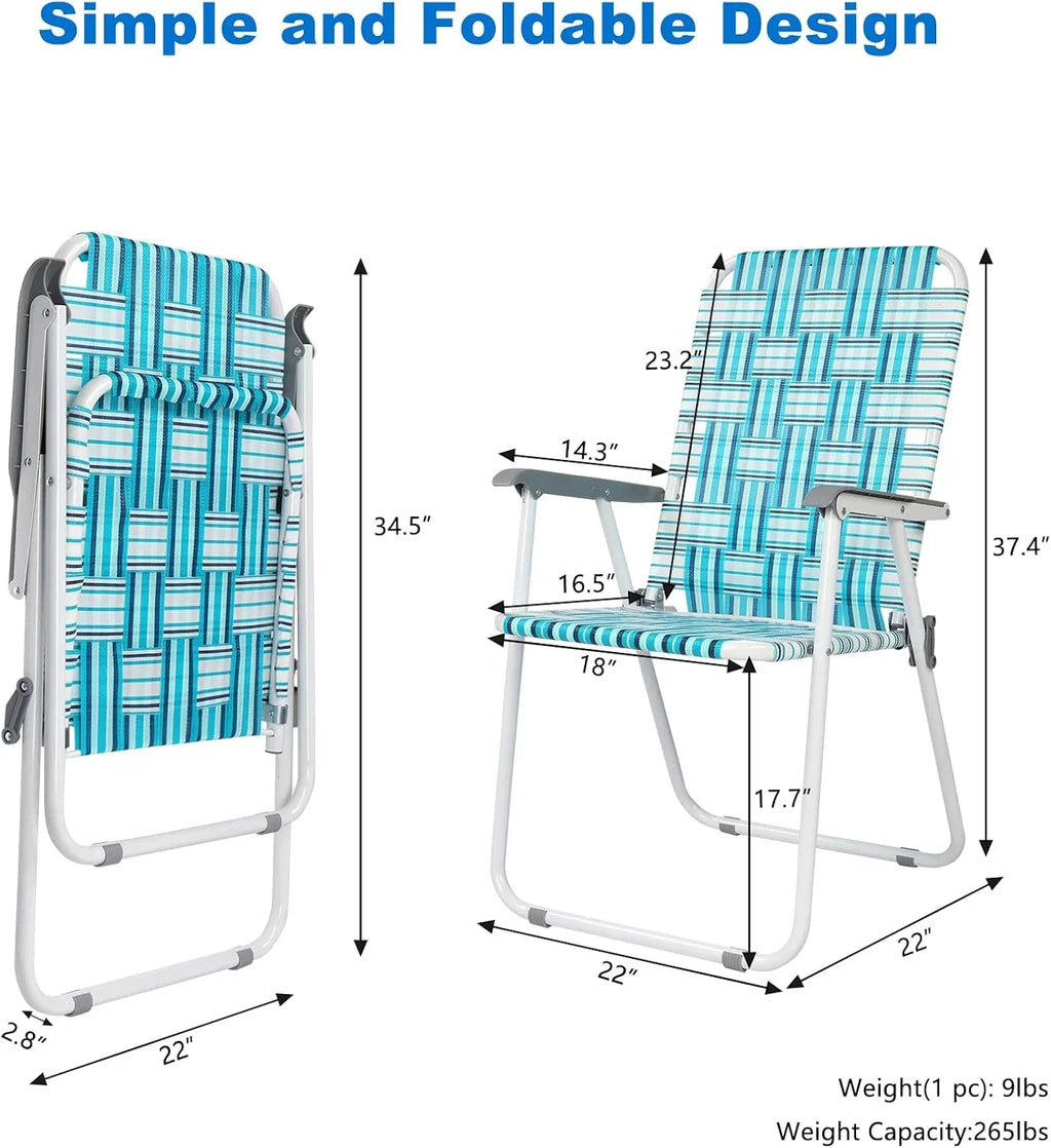 Lot de 2 chaises pliantes en toile pour patio VINGLI, chaise de plage portable pour extérieur, chaise de camping
