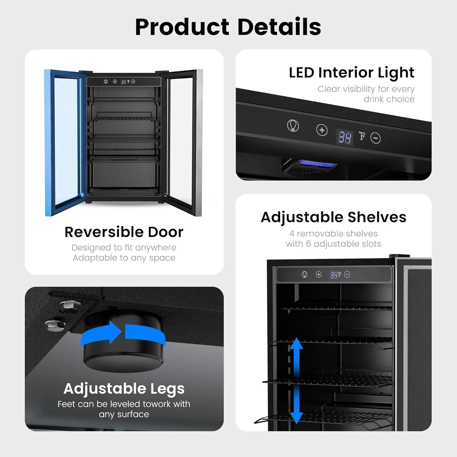 Réfrigérateur à boissons - Mini-réfrigérateur 126 canettes avec porte vitrée pour bureau, chambre, bar, maison