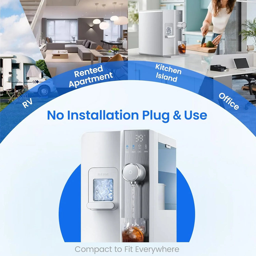 Filtre à eau pour machine à glaçons 3 en 1 pour comptoir, eau chaude et froide instantanée