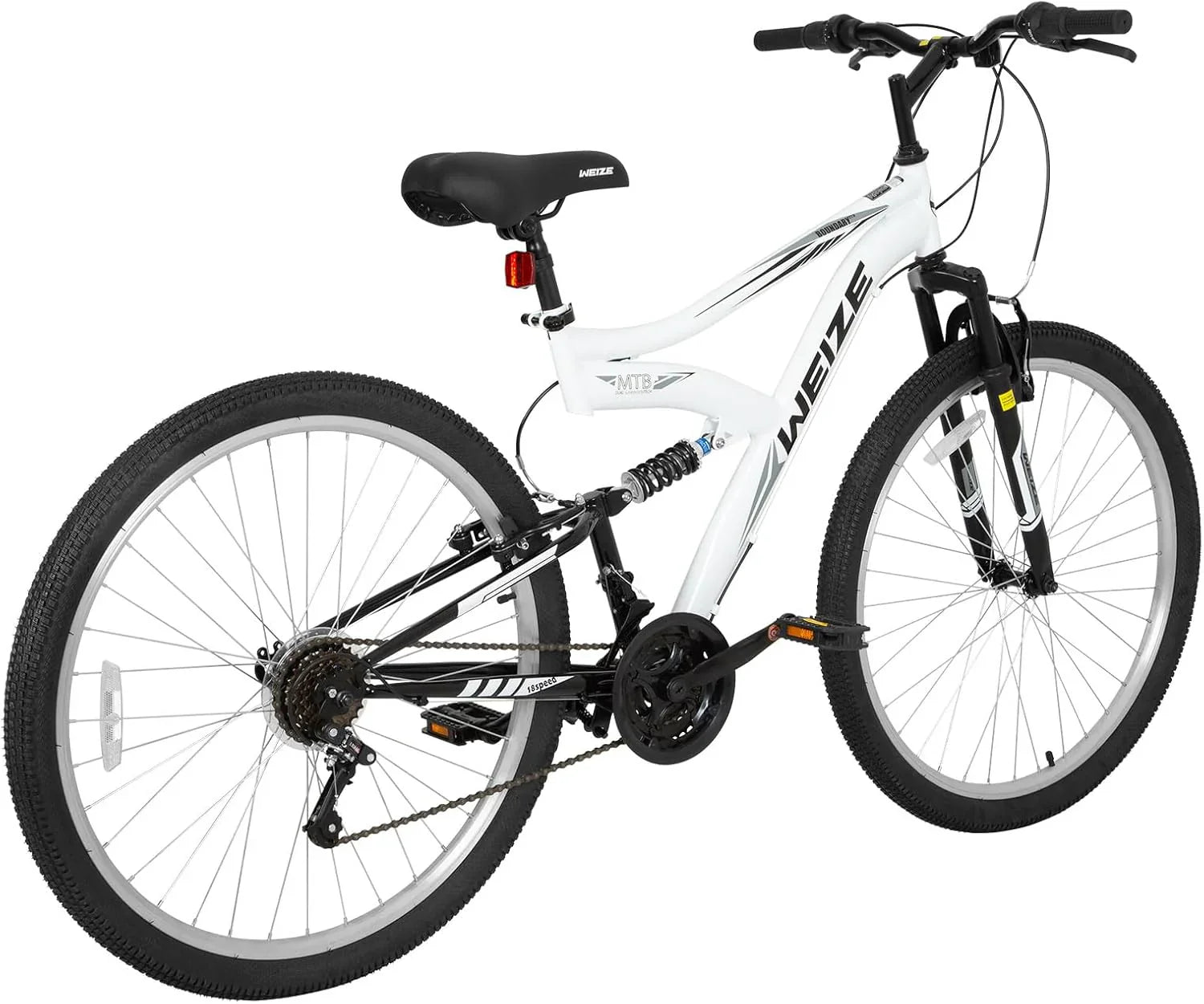 Vélo de montagne WEIZE, vélo hybride d'extérieur 26-27,5 pouces, 18 vitesses/acier à haute teneur en carbone/double suspension complète