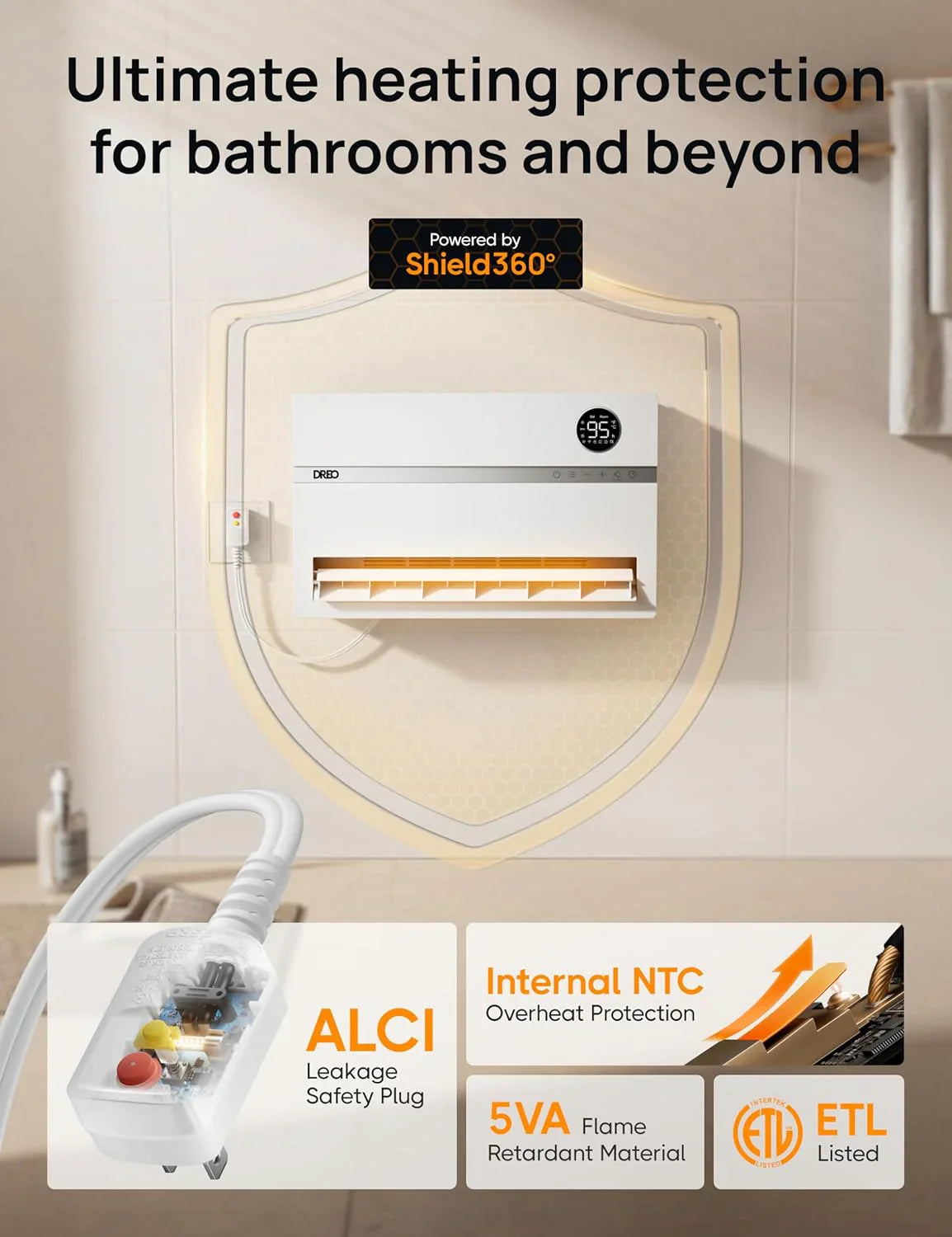 Chauffage mural intelligent, chauffage électrique de chambre, thermostat réglable 1500 W, minuterie 24 heures, chauffage d'intérieur facile à installer