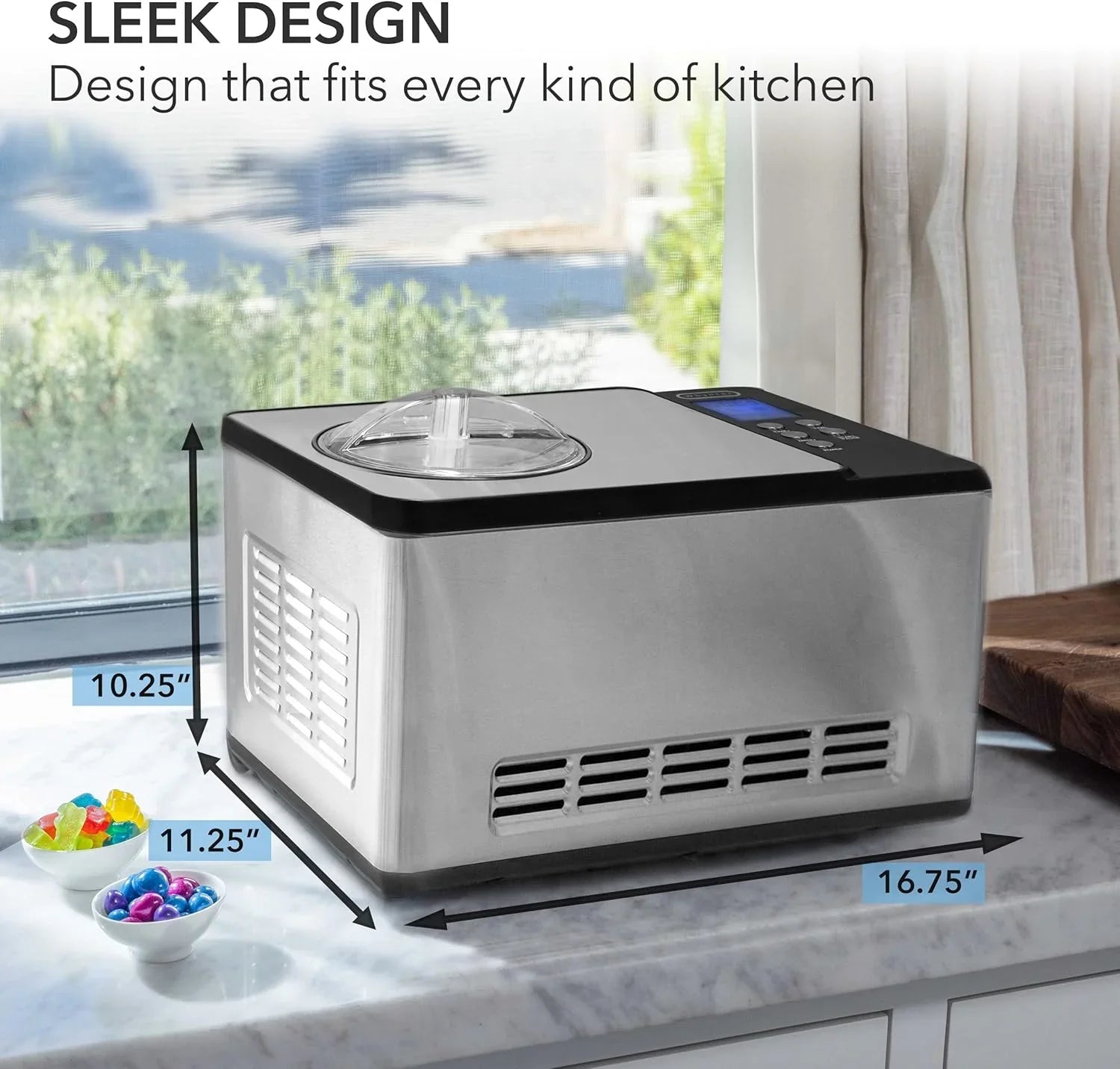 Sorbetière Whynter ICR-300SS 0,5 pinte en acier inoxydable avec compresseur