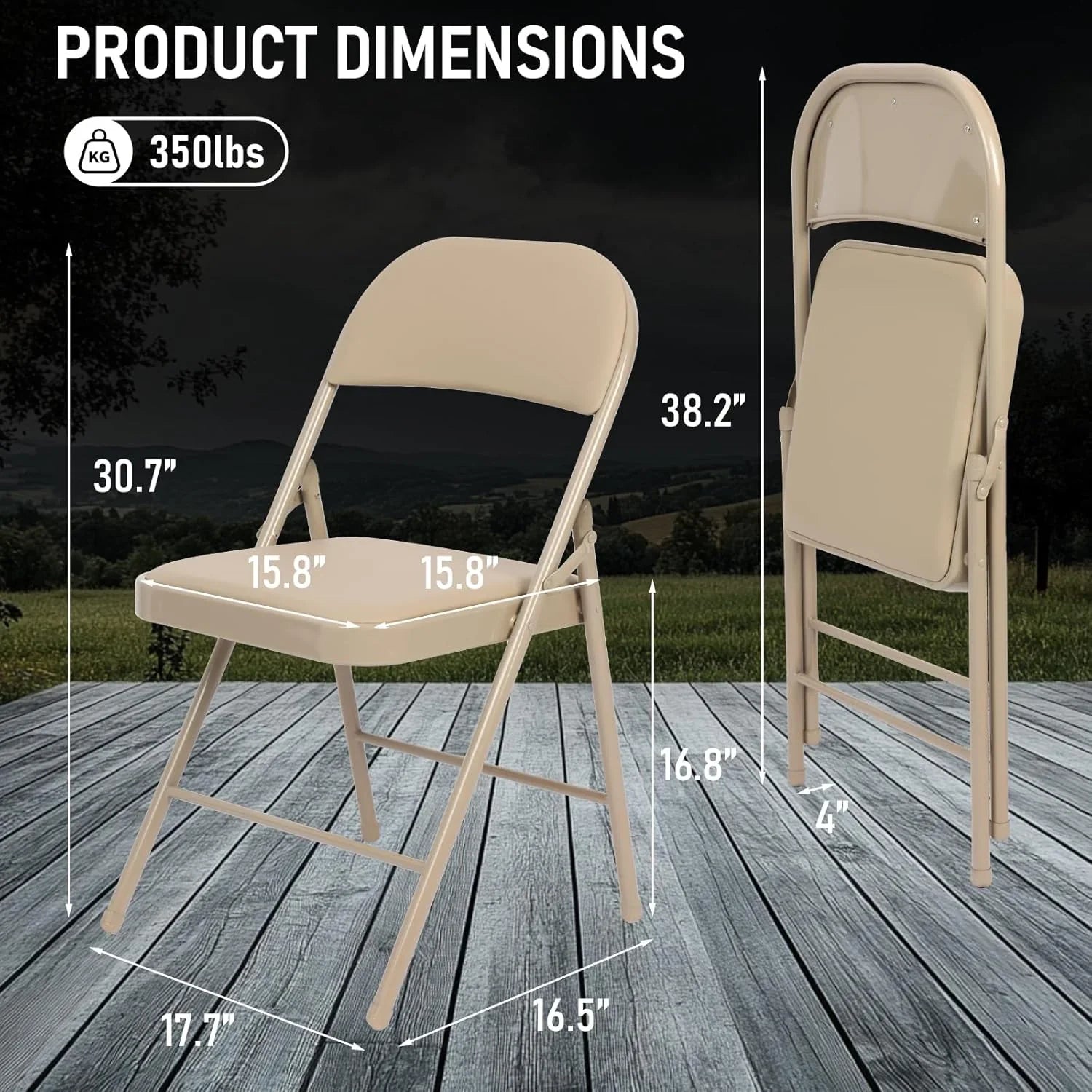 Lot de 6 chaises pliantes noires avec chaises en cuir pour événements intérieurs et extérieurs, chaises rembourrées pour bureau, mariage, fête